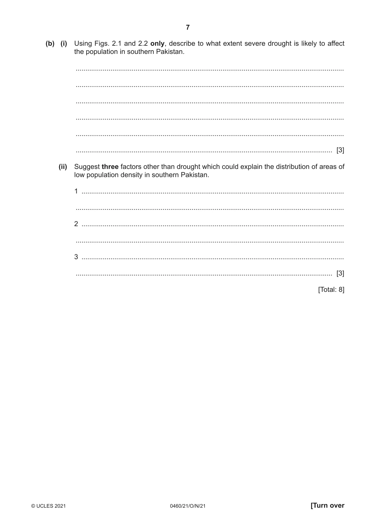 Cambridge IGCSE Geography 0460 2021 Oct/Nov Paper 2 · Variant 1 question paper, page 7 of 16