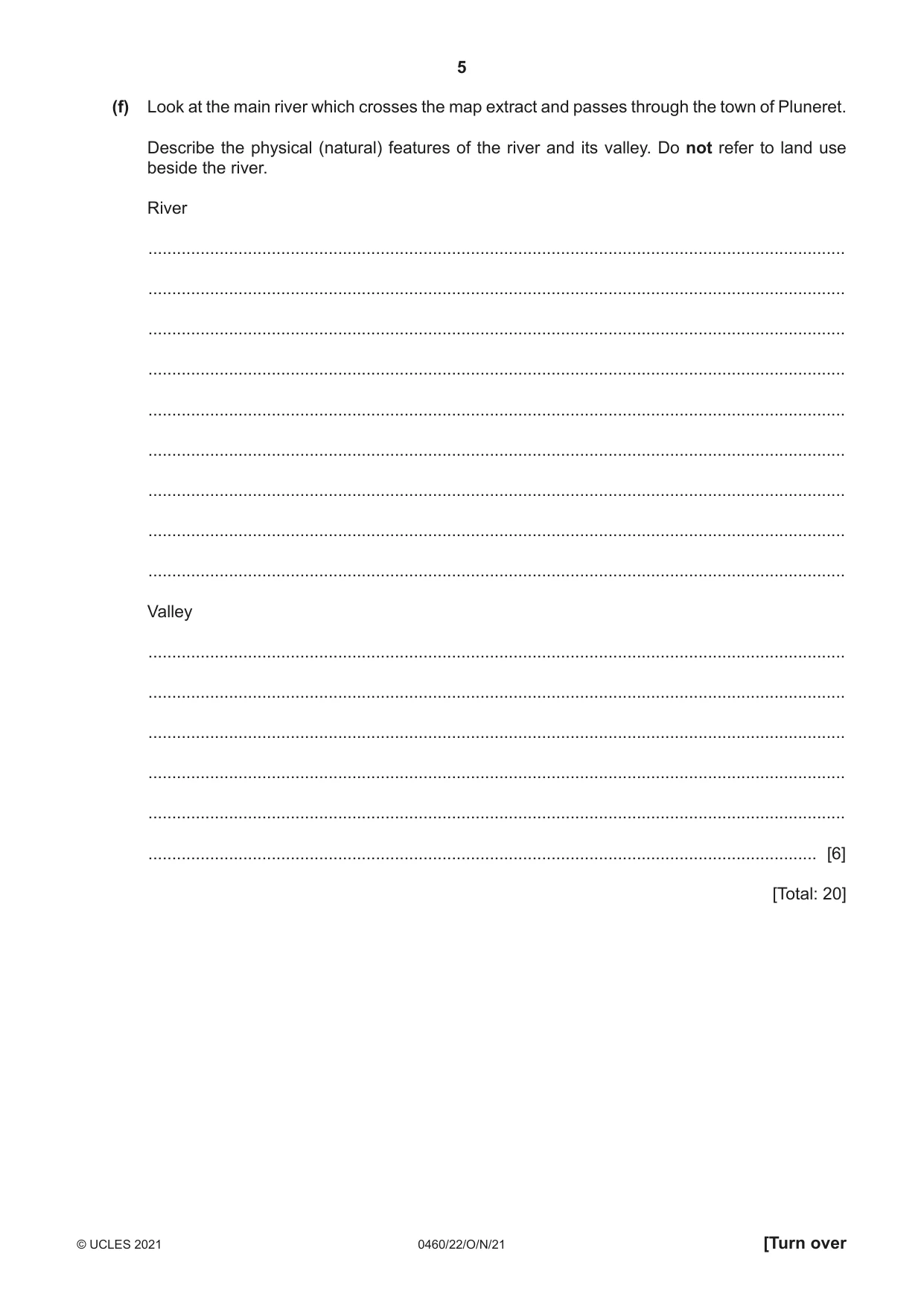 Cambridge IGCSE Geography 0460 2021 Oct/Nov Paper 2 · Variant 2 question paper, page 5 of 24