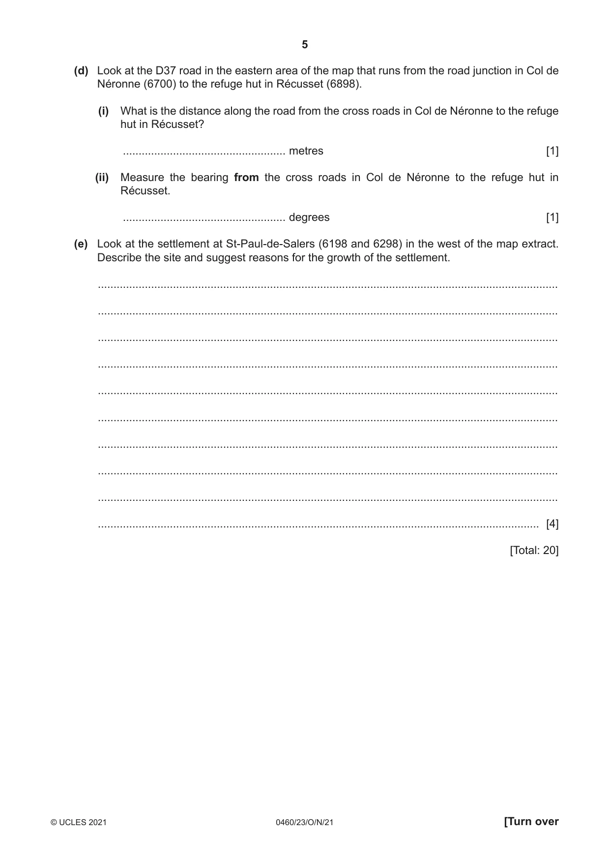 Cambridge IGCSE Geography 0460 2021 Oct/Nov Paper 2 · Variant 3 question paper, page 5 of 20