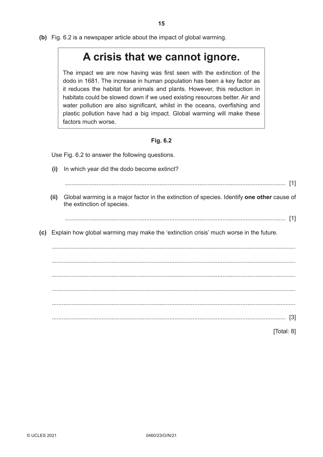 Cambridge IGCSE Geography 0460 2021 Oct/Nov Paper 2 · Variant 3 question paper, page 15 of 20