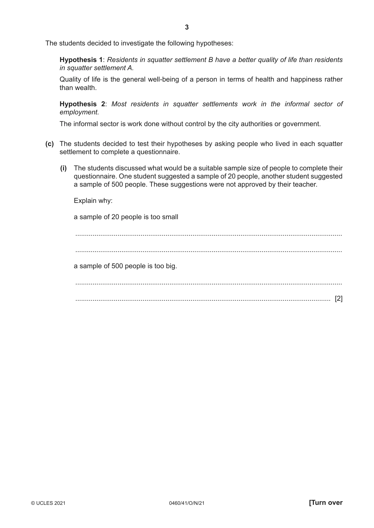 Cambridge IGCSE Geography 0460 2021 Oct/Nov Paper 4 · Variant 1 question paper, page 3 of 20