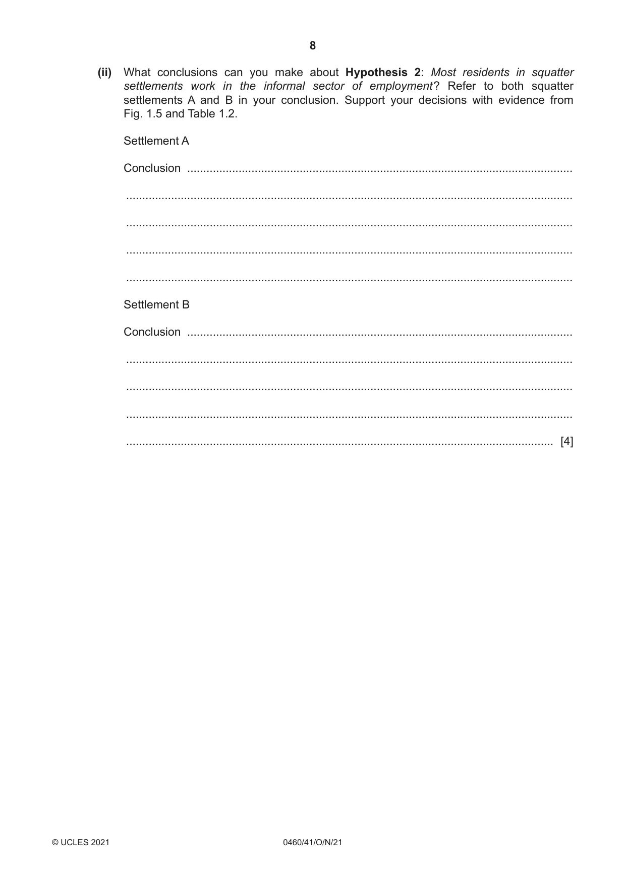 Cambridge IGCSE Geography 0460 2021 Oct/Nov Paper 4 · Variant 1 question paper, page 8 of 20