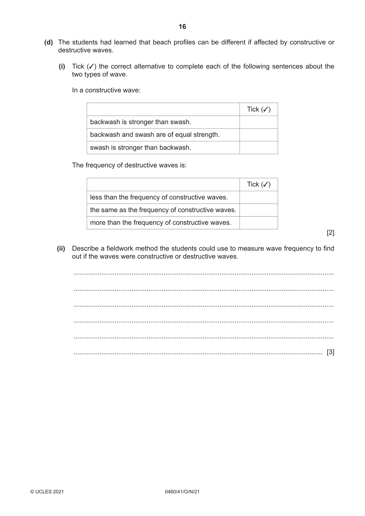 Cambridge IGCSE Geography 0460 2021 Oct/Nov Paper 4 · Variant 1 question paper, page 16 of 20