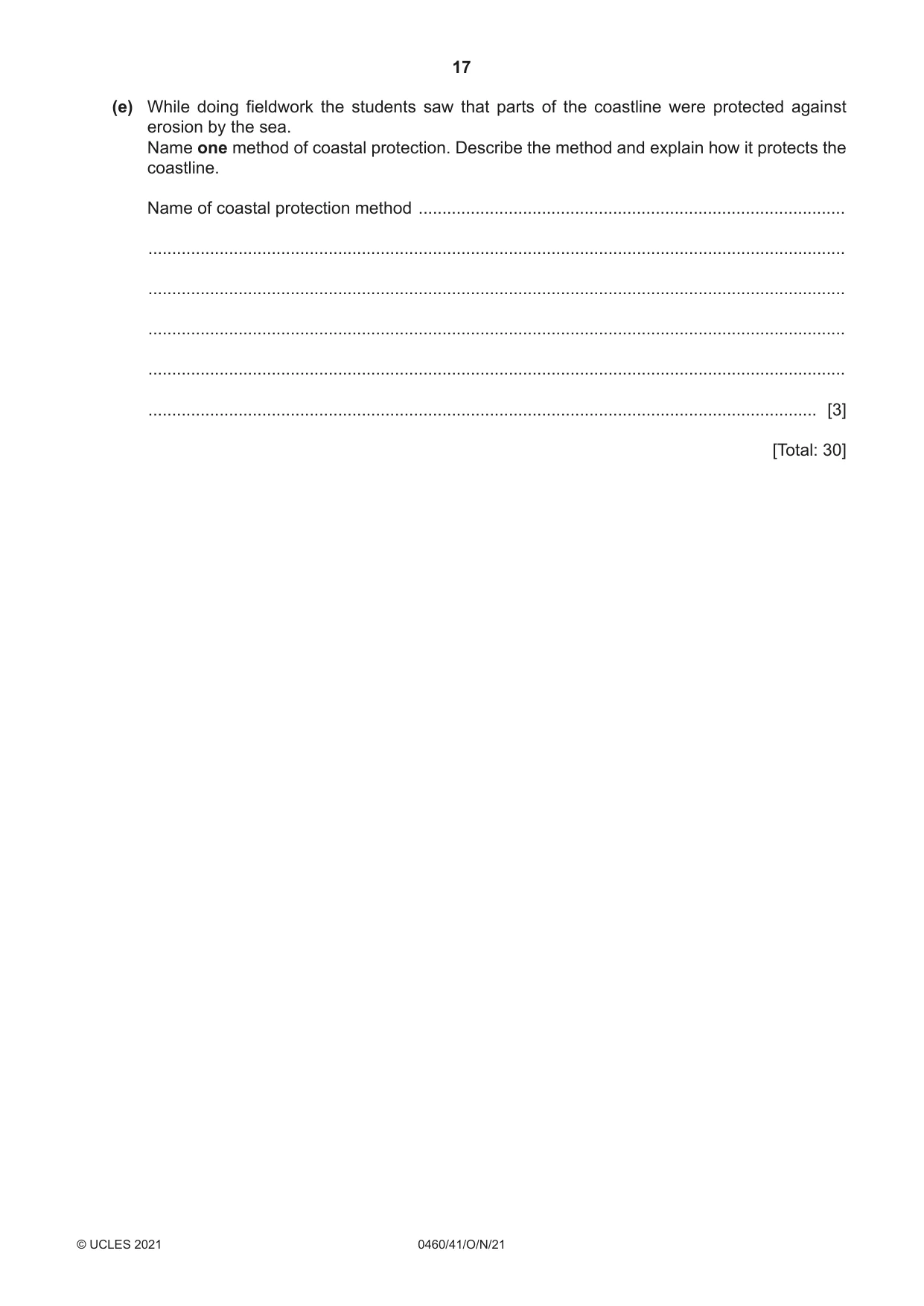 Cambridge IGCSE Geography 0460 2021 Oct/Nov Paper 4 · Variant 1 question paper, page 17 of 20