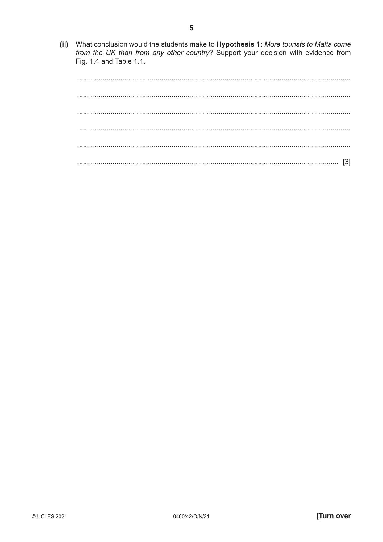 Cambridge IGCSE Geography 0460 2021 Oct/Nov Paper 4 · Variant 2 question paper, page 5 of 20