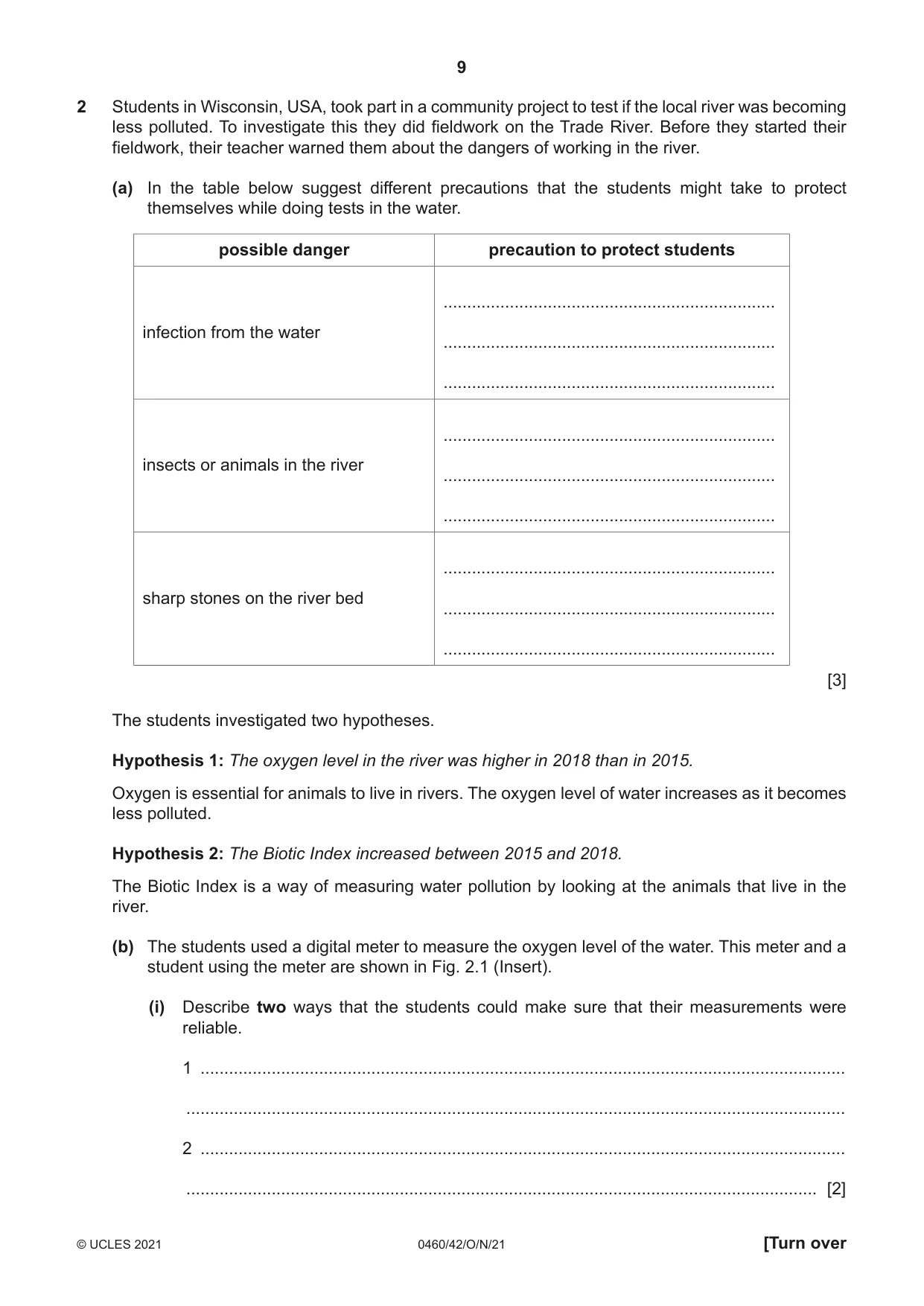 Cambridge IGCSE Geography 0460 2021 Oct/Nov Paper 4 · Variant 2 question paper, page 9 of 20