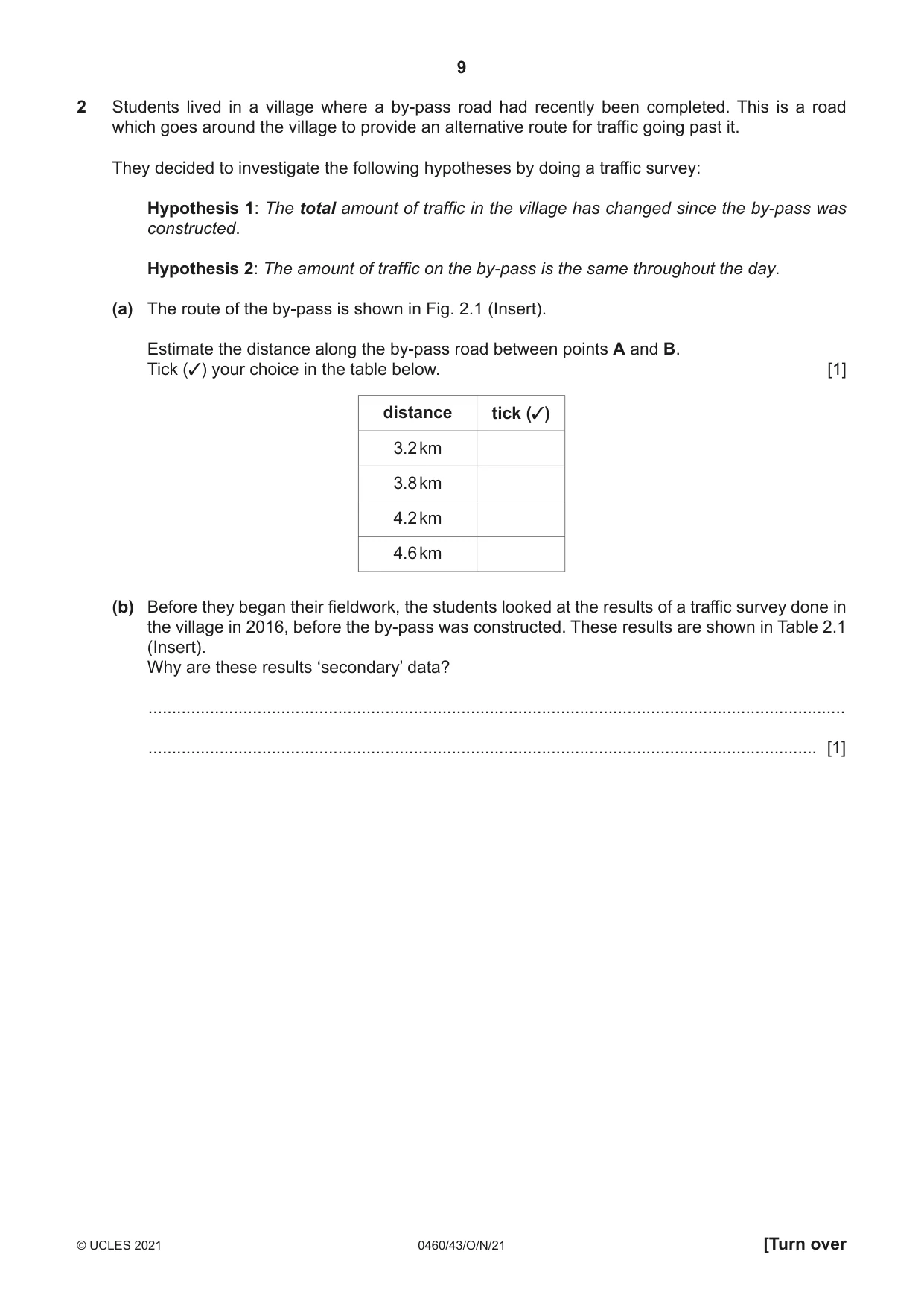 Cambridge IGCSE Geography 0460 2021 Oct/Nov Paper 4 · Variant 3 question paper, page 9 of 16