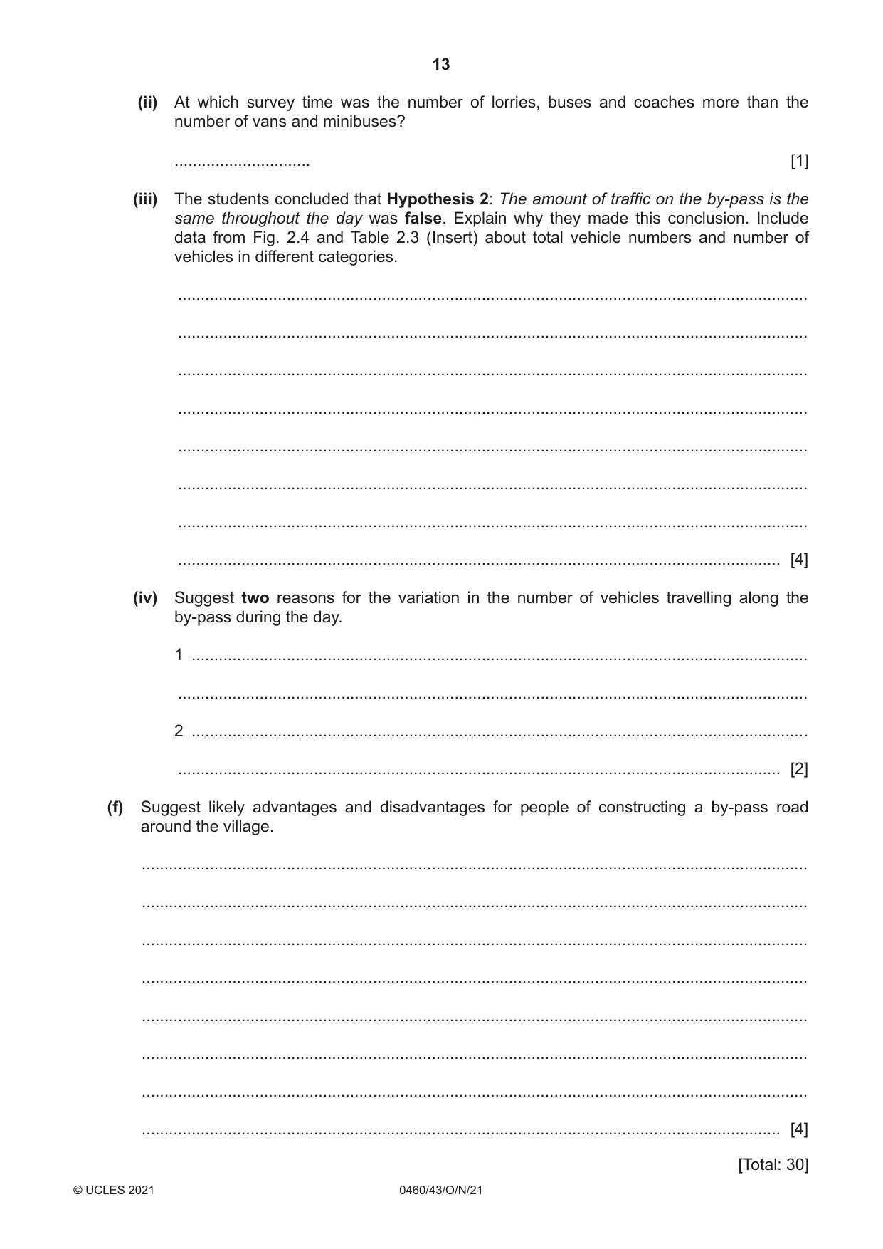 Cambridge IGCSE Geography 0460 2021 Oct/Nov Paper 4 · Variant 3 question paper, page 13 of 16