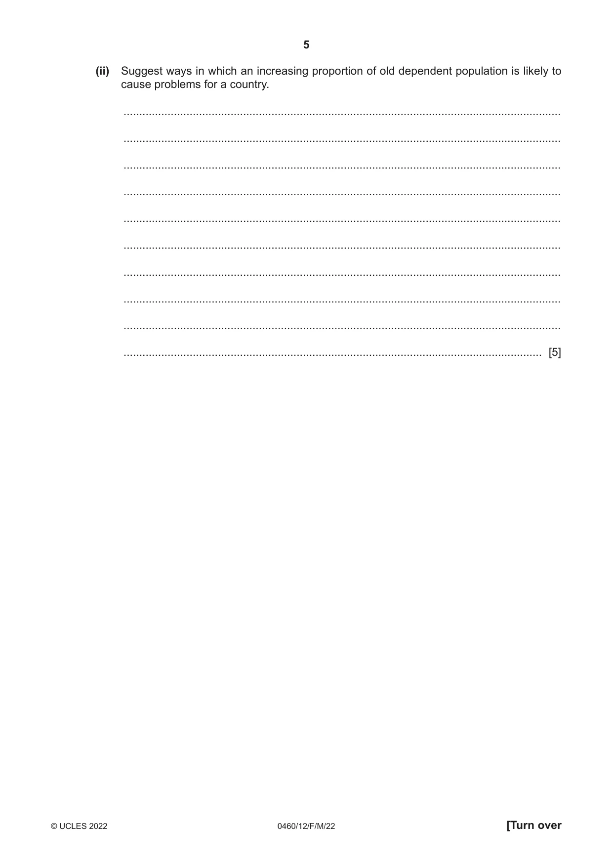 Cambridge IGCSE Geography 0460 2022 Feb/March Paper 1 · Variant 2 question paper, page 5 of 28
