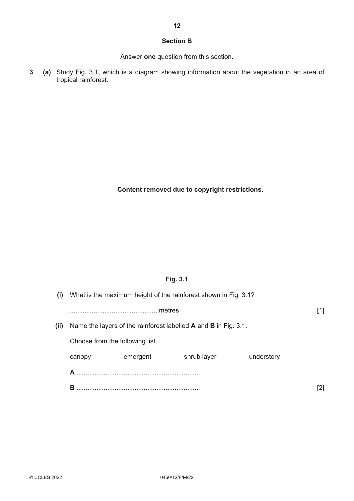 Cambridge IGCSE Geography 0460 2022 Feb/March Paper 1 · Variant 2 question paper, page 12 of 28