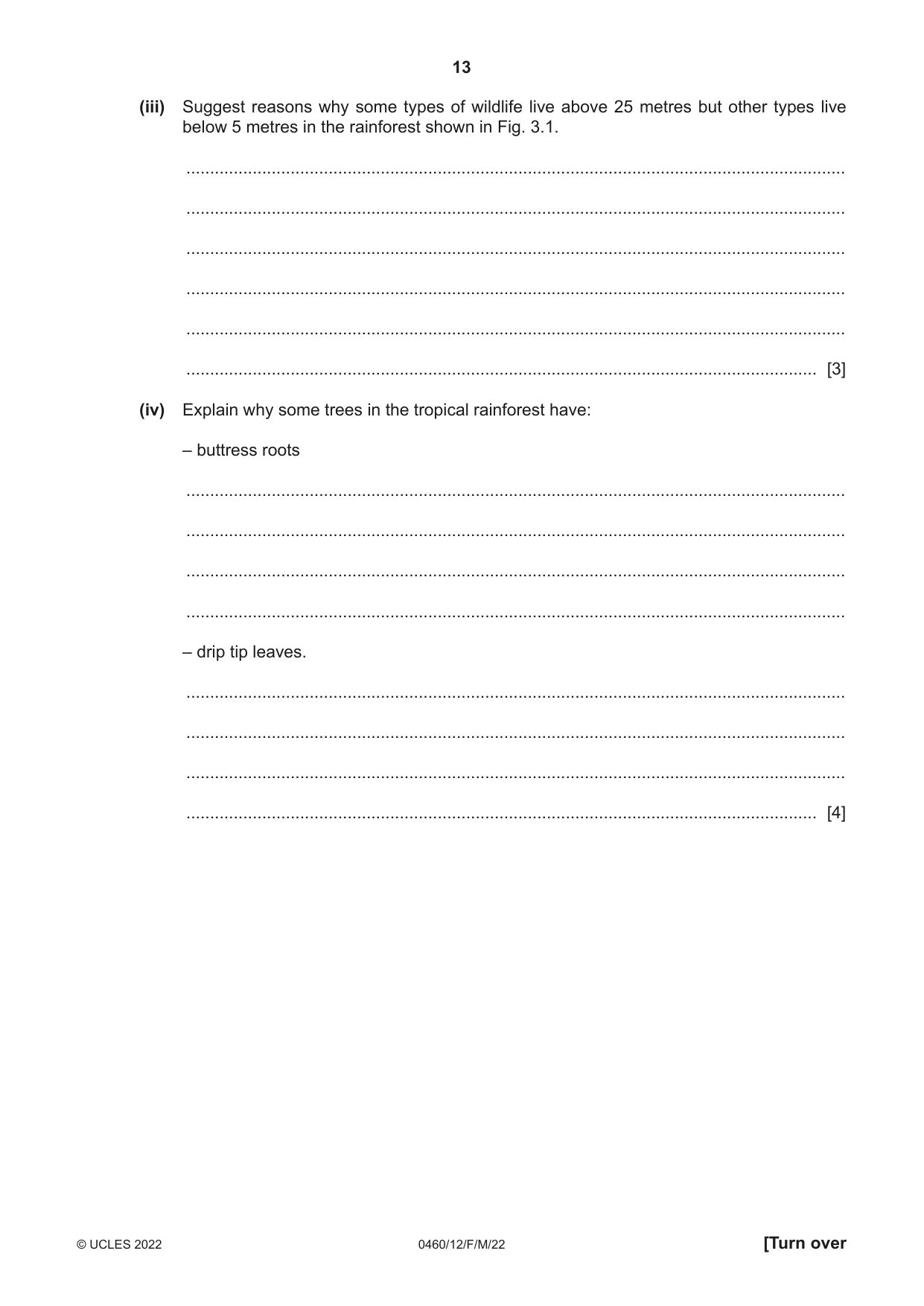 Cambridge IGCSE Geography 0460 2022 Feb/March Paper 1 · Variant 2 question paper, page 13 of 28