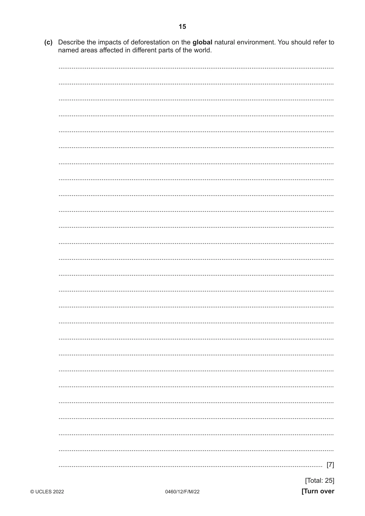 Cambridge IGCSE Geography 0460 2022 Feb/March Paper 1 · Variant 2 question paper, page 15 of 28