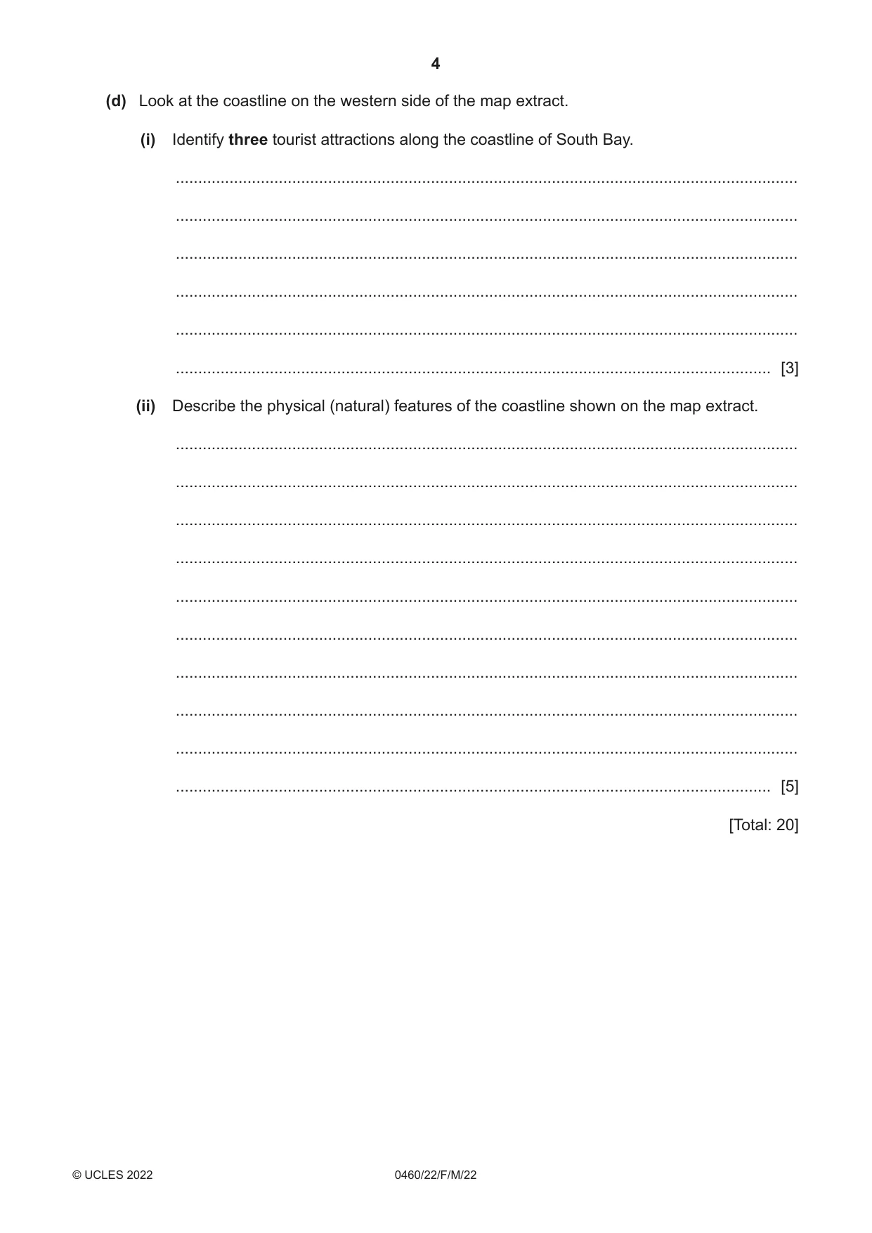 Cambridge IGCSE Geography 0460 2022 Feb/March Paper 2 · Variant 2 question paper, page 4 of 20