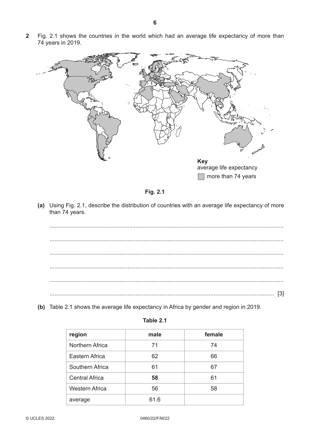 Cambridge IGCSE Geography 0460 2022 Feb/March Paper 2 · Variant 2 question paper, page 6 of 20