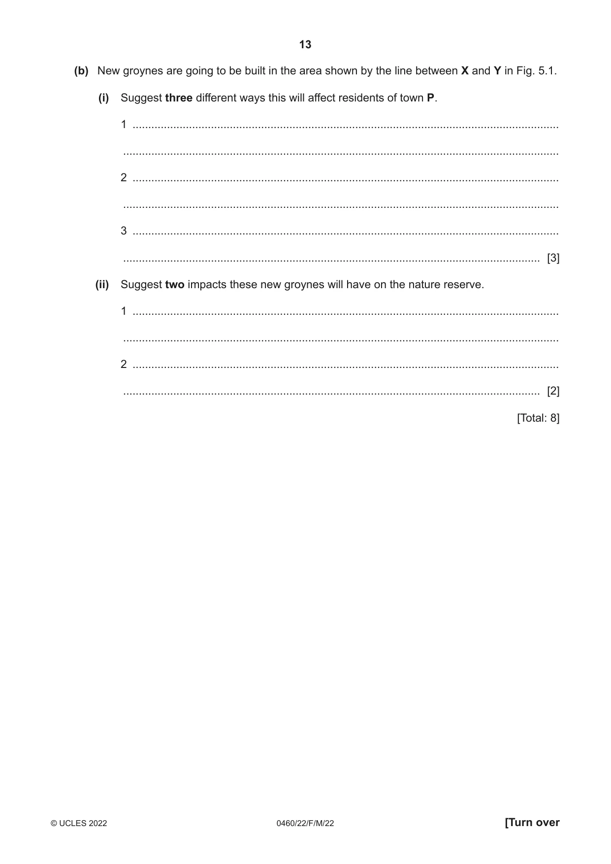 Cambridge IGCSE Geography 0460 2022 Feb/March Paper 2 · Variant 2 question paper, page 13 of 20