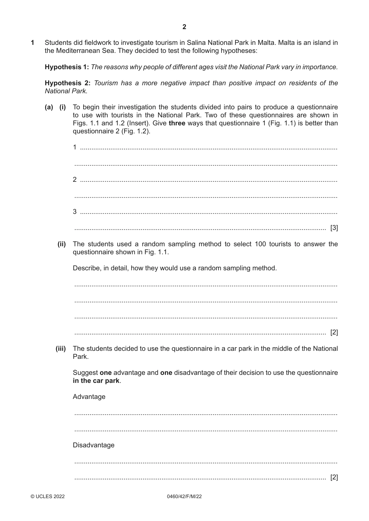 Cambridge IGCSE Geography 0460 2022 Feb/March Paper 4 · Variant 2 question paper, page 2 of 16