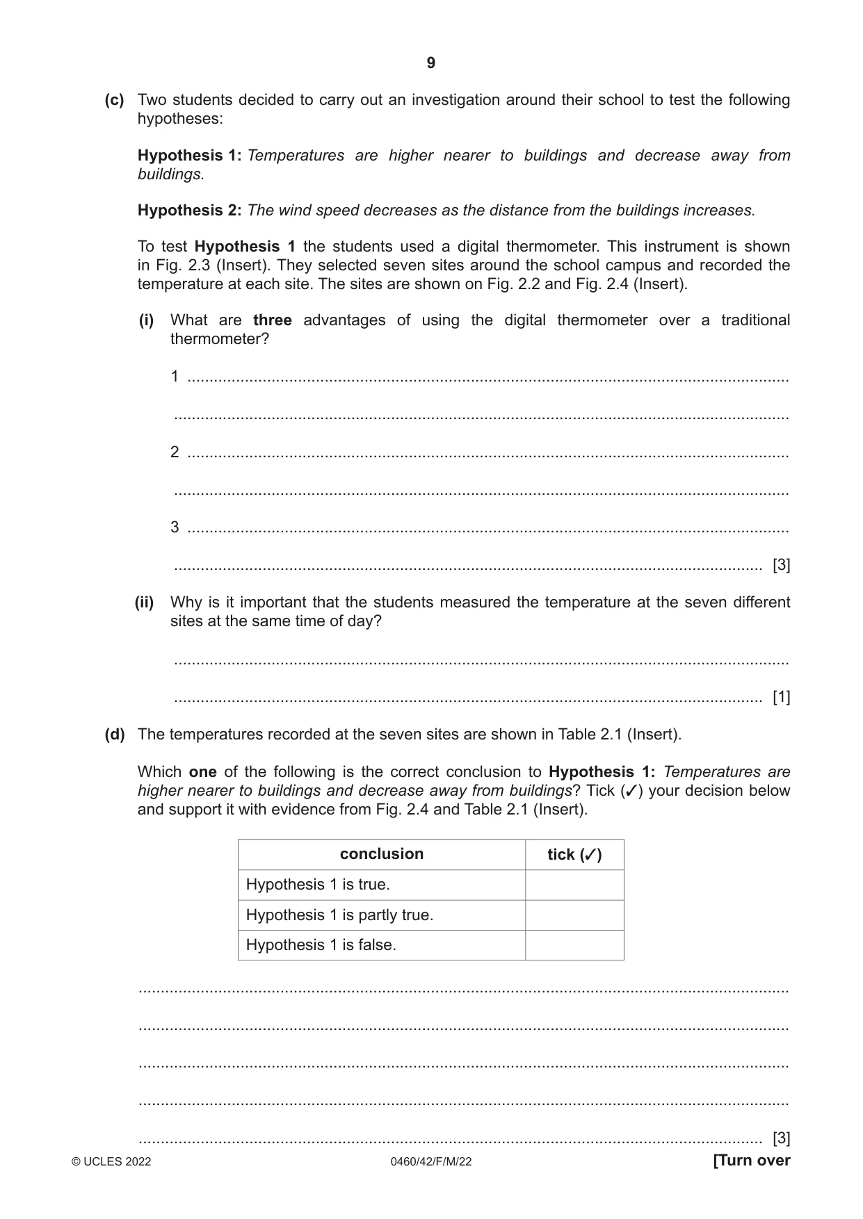 Cambridge IGCSE Geography 0460 2022 Feb/March Paper 4 · Variant 2 question paper, page 9 of 16