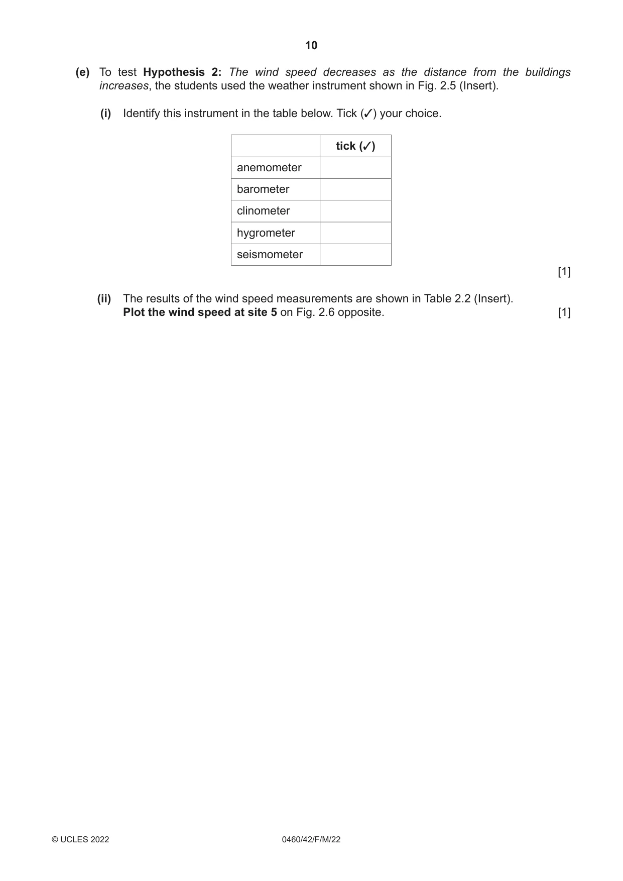 Cambridge IGCSE Geography 0460 2022 Feb/March Paper 4 · Variant 2 question paper, page 10 of 16