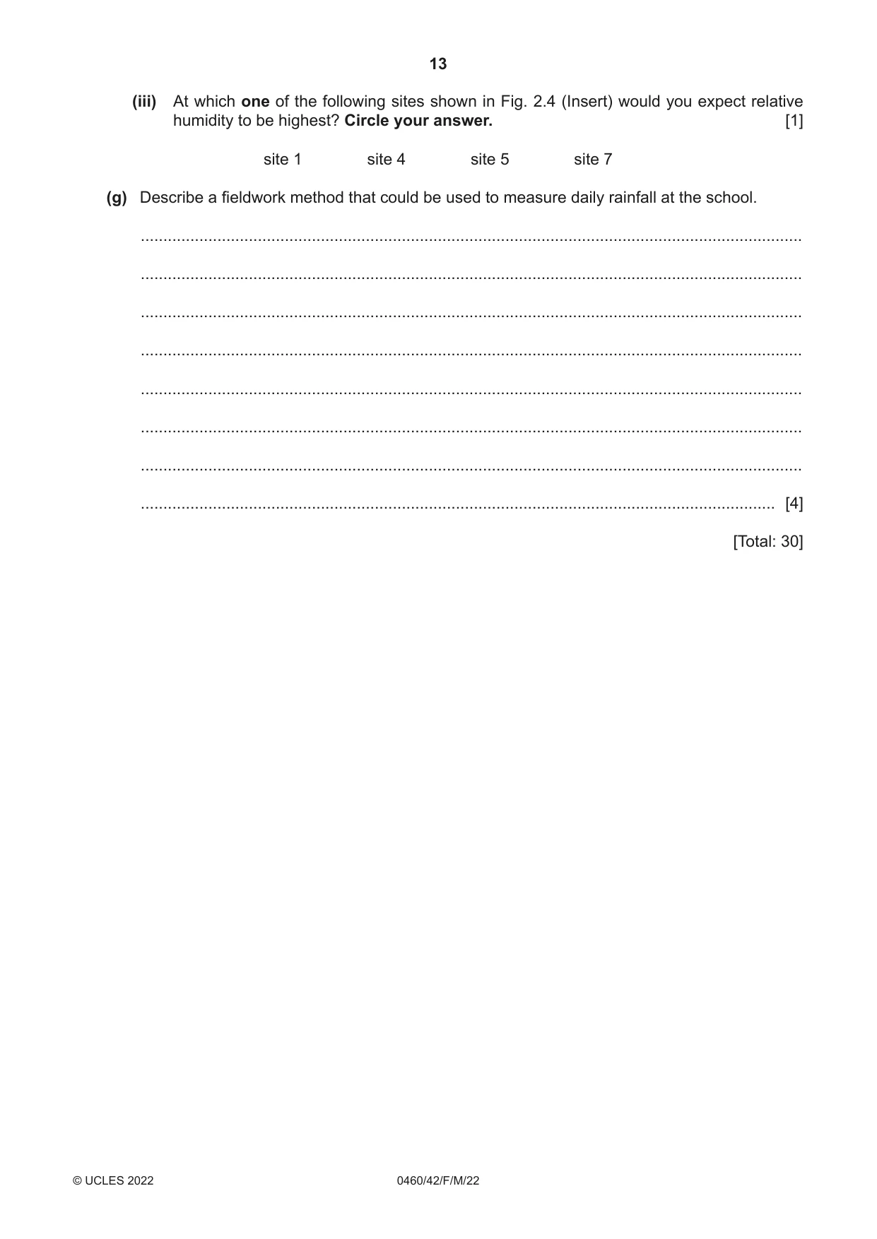 Cambridge IGCSE Geography 0460 2022 Feb/March Paper 4 · Variant 2 question paper, page 13 of 16