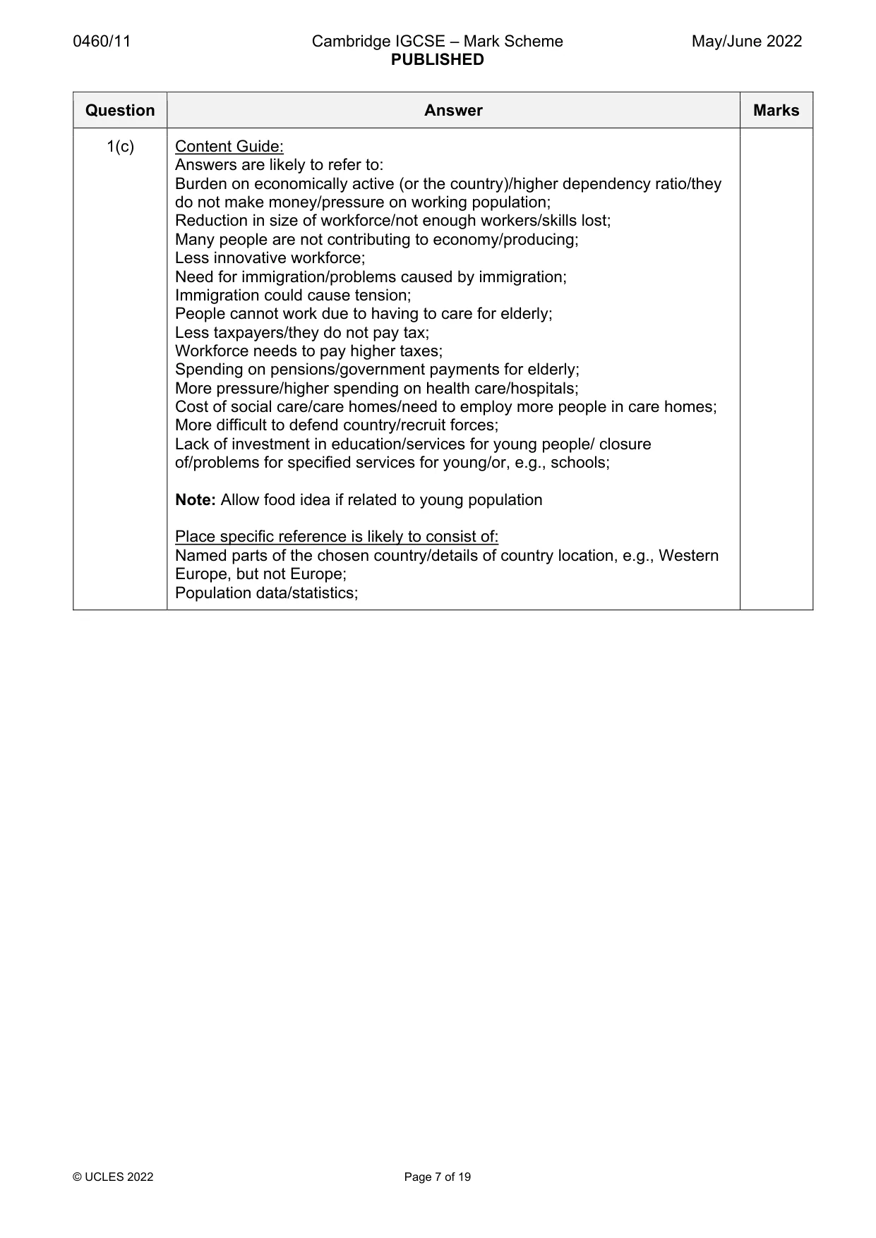 Mark scheme, page 7 of 19