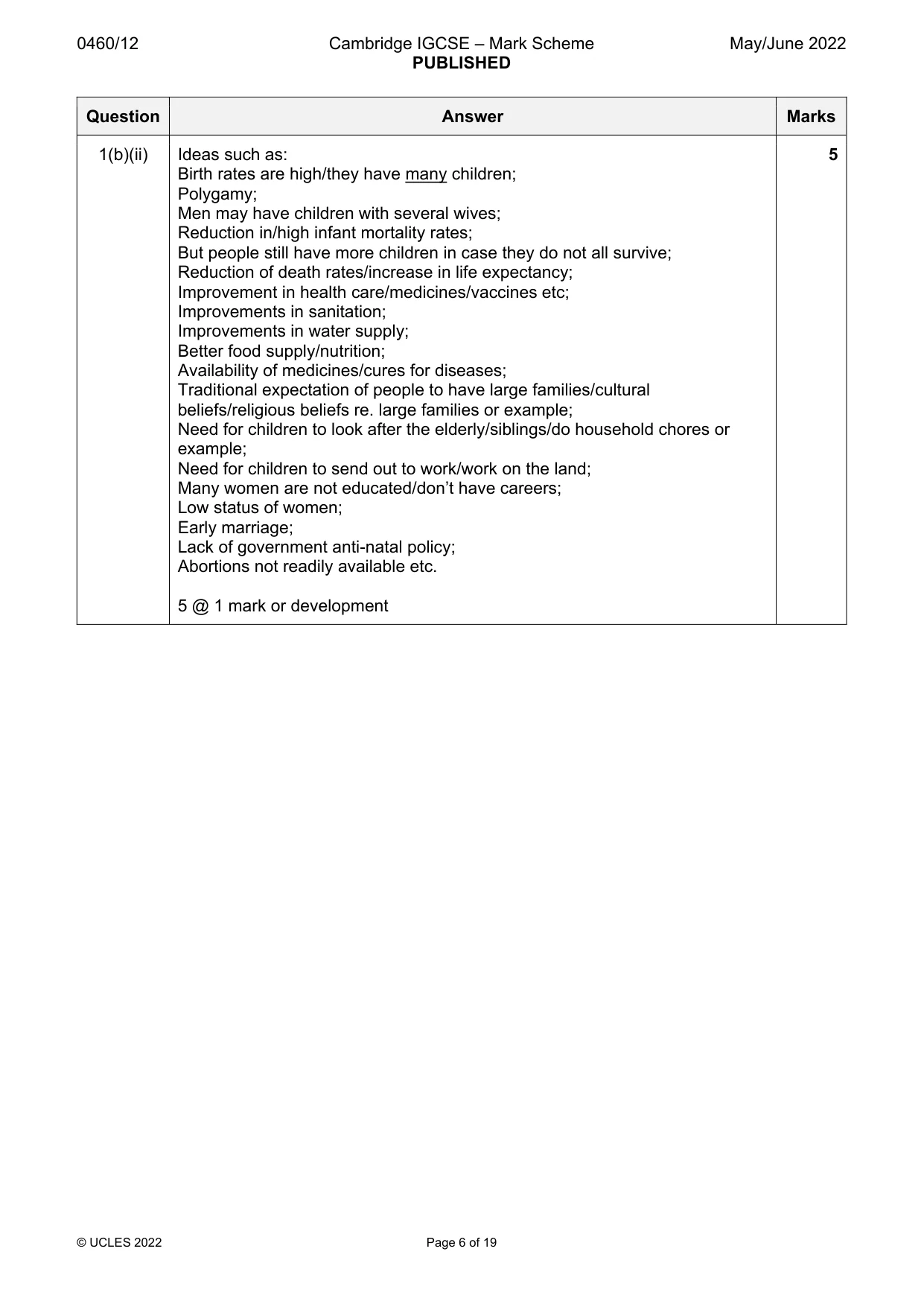 Mark scheme, page 6 of 19
