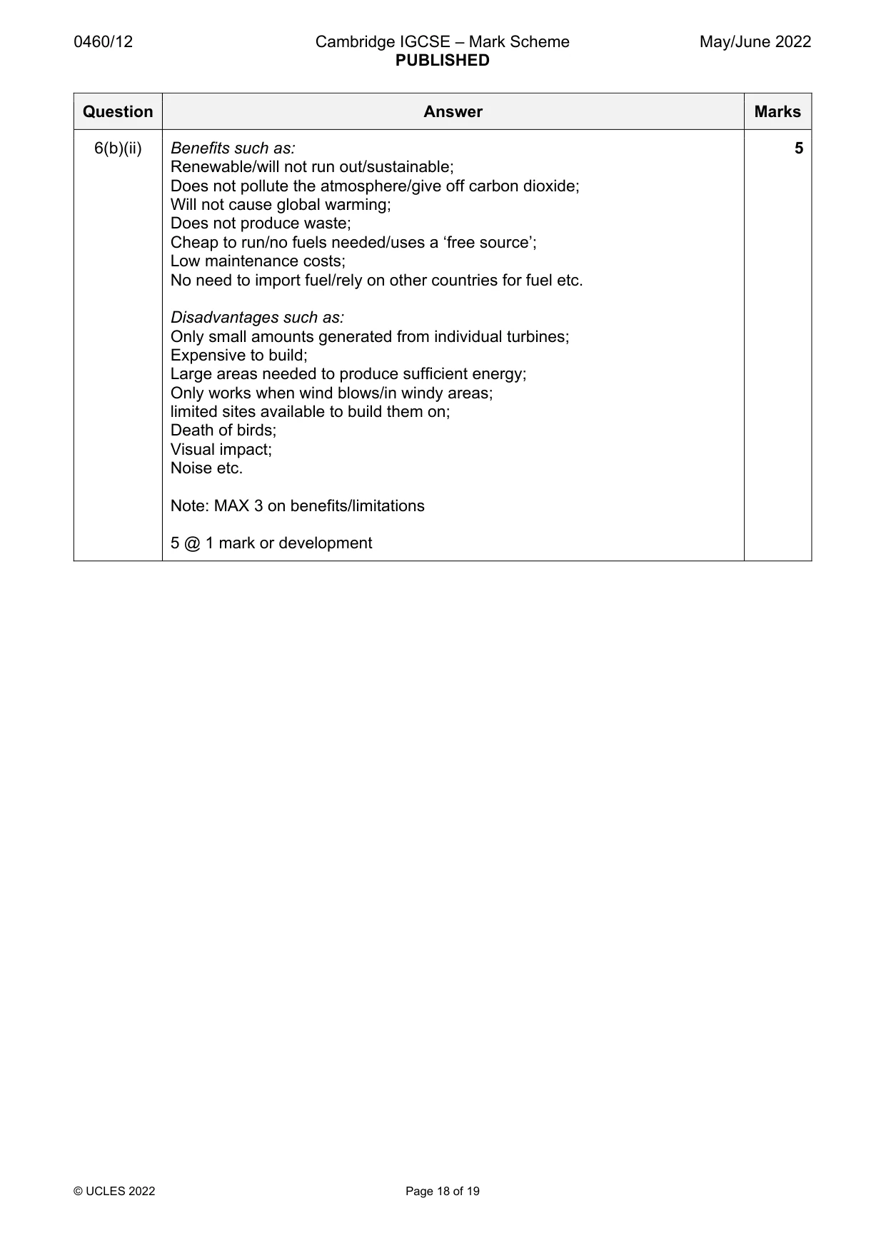 Mark scheme, page 18 of 19