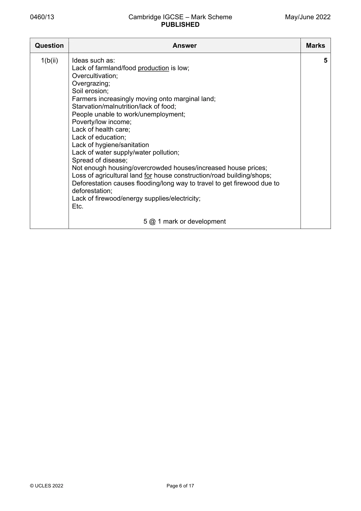Mark scheme, page 6 of 17
