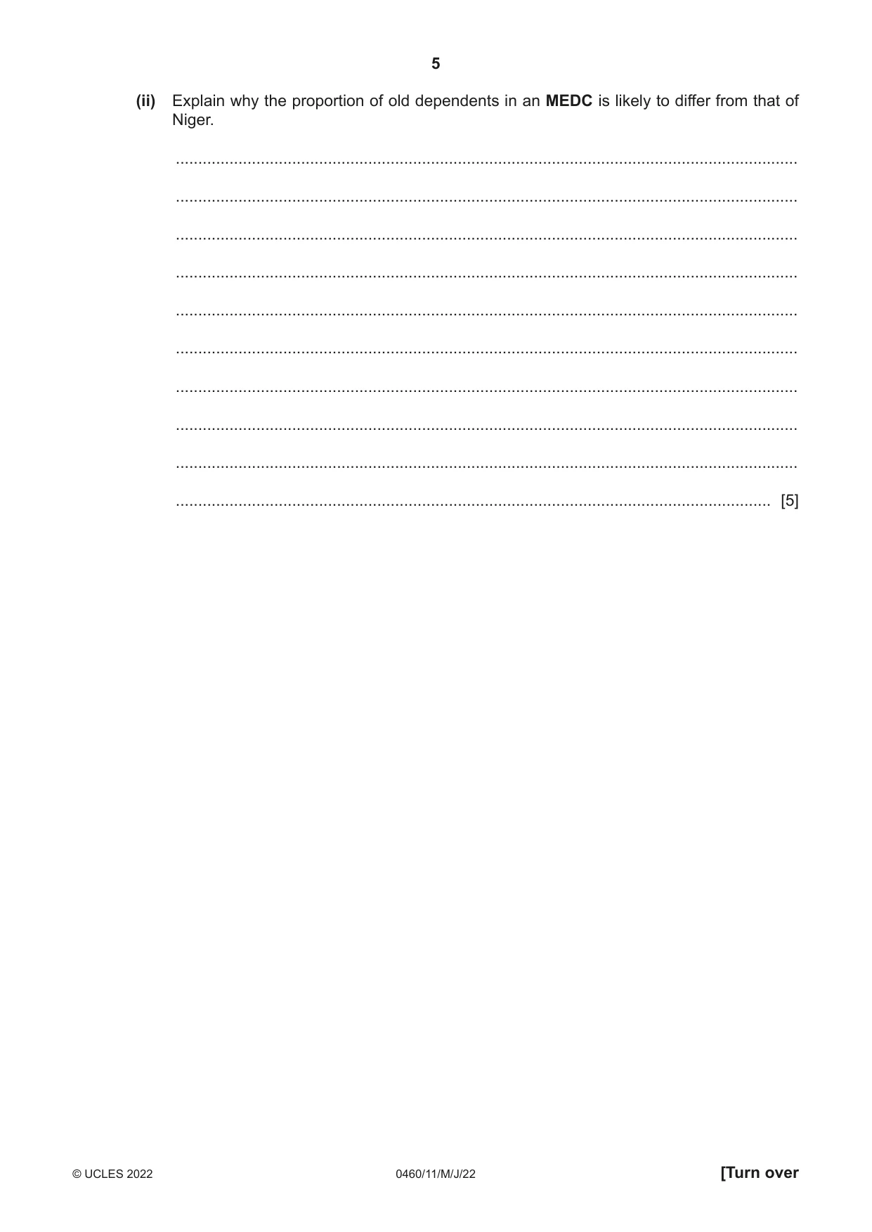 Cambridge IGCSE Geography 0460 2022 May/June Paper 1 · Variant 1 question paper, page 5 of 28