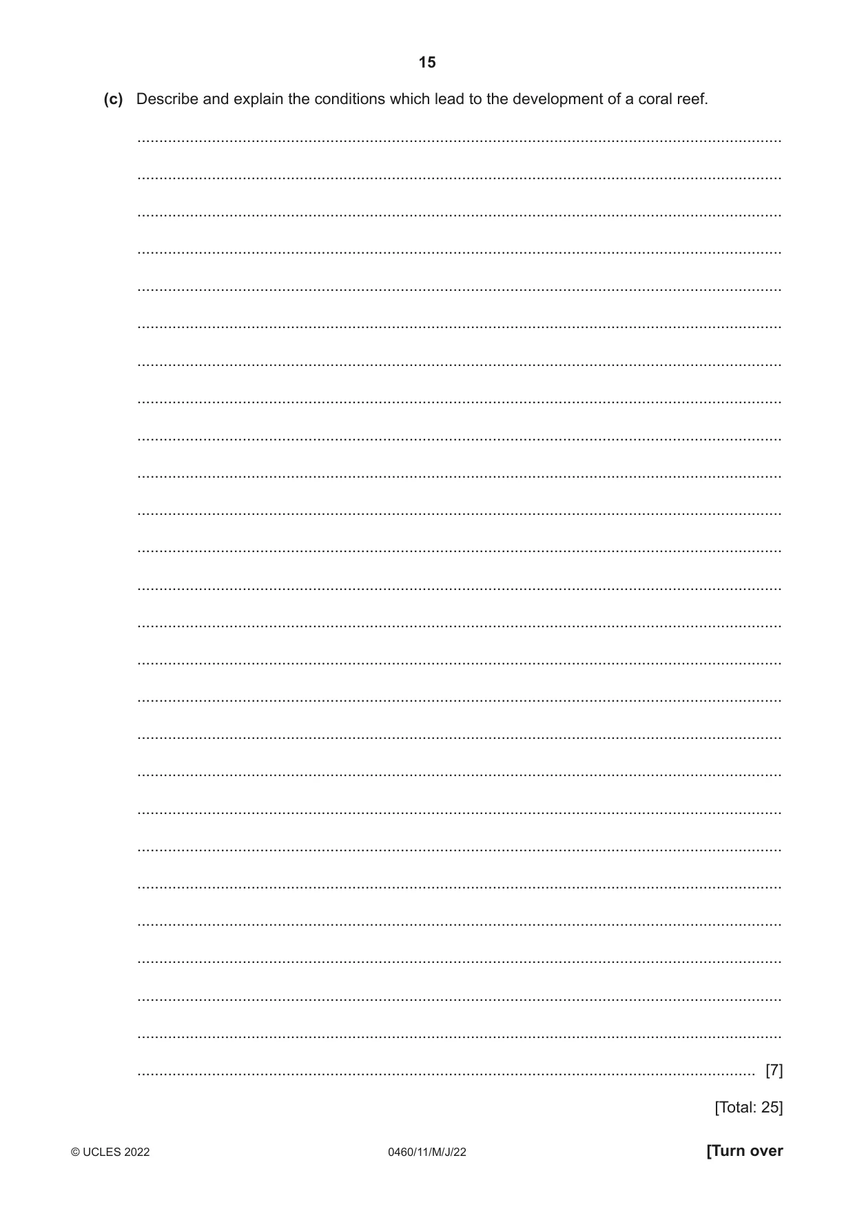 Cambridge IGCSE Geography 0460 2022 May/June Paper 1 · Variant 1 question paper, page 15 of 28