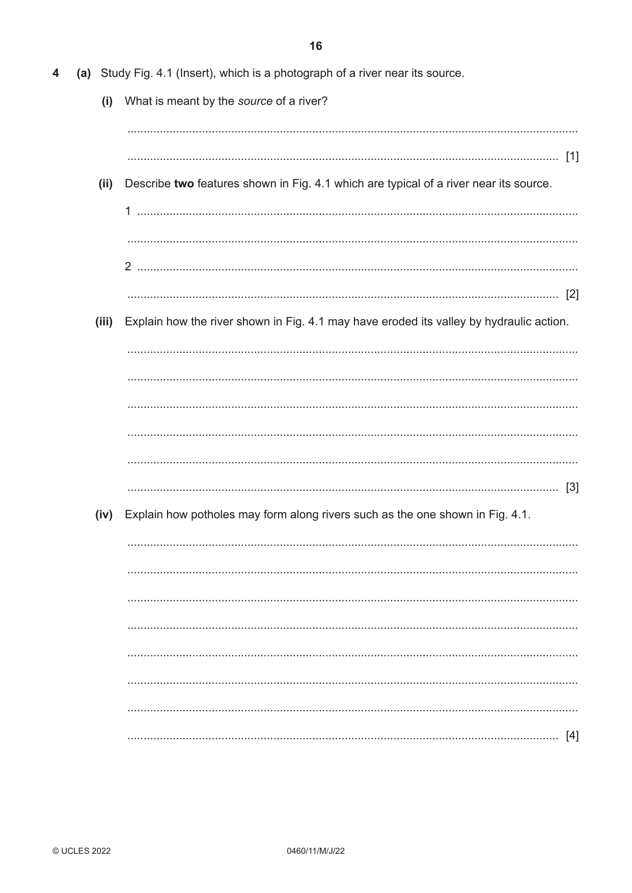 Cambridge IGCSE Geography 0460 2022 May/June Paper 1 · Variant 1 question paper, page 16 of 28
