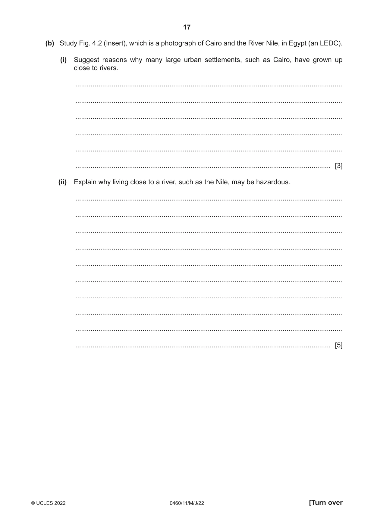 Cambridge IGCSE Geography 0460 2022 May/June Paper 1 · Variant 1 question paper, page 17 of 28
