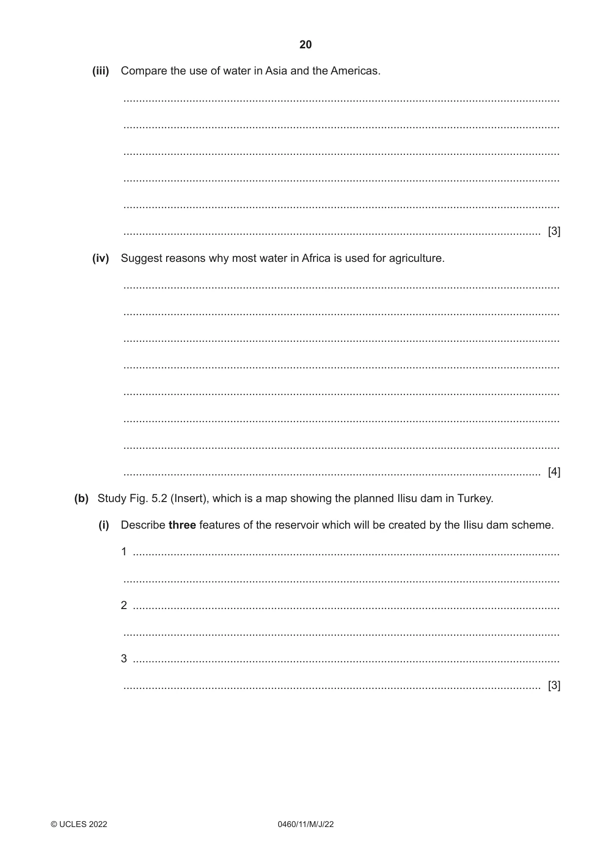 Cambridge IGCSE Geography 0460 2022 May/June Paper 1 · Variant 1 question paper, page 20 of 28
