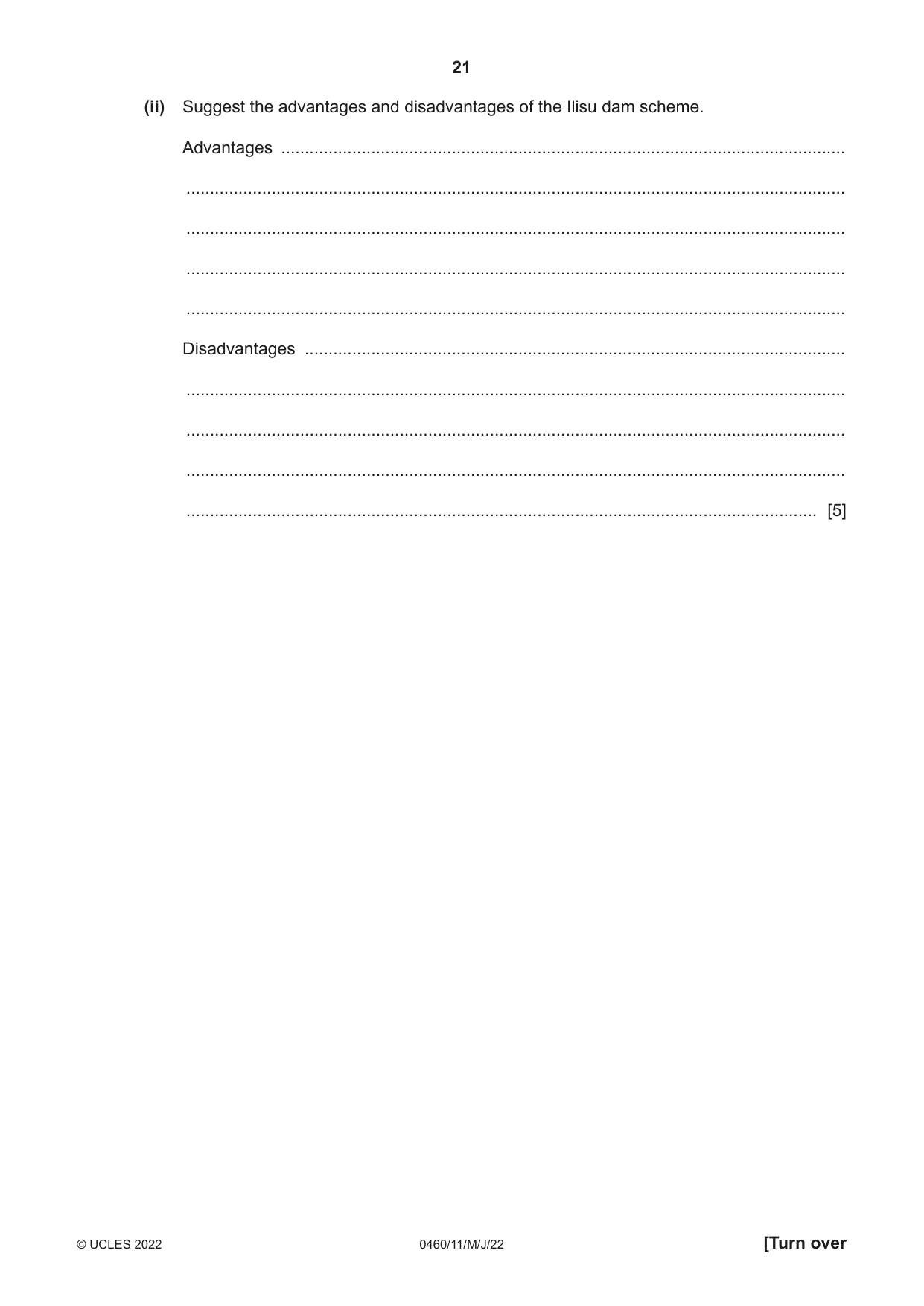 Cambridge IGCSE Geography 0460 2022 May/June Paper 1 · Variant 1 question paper, page 21 of 28