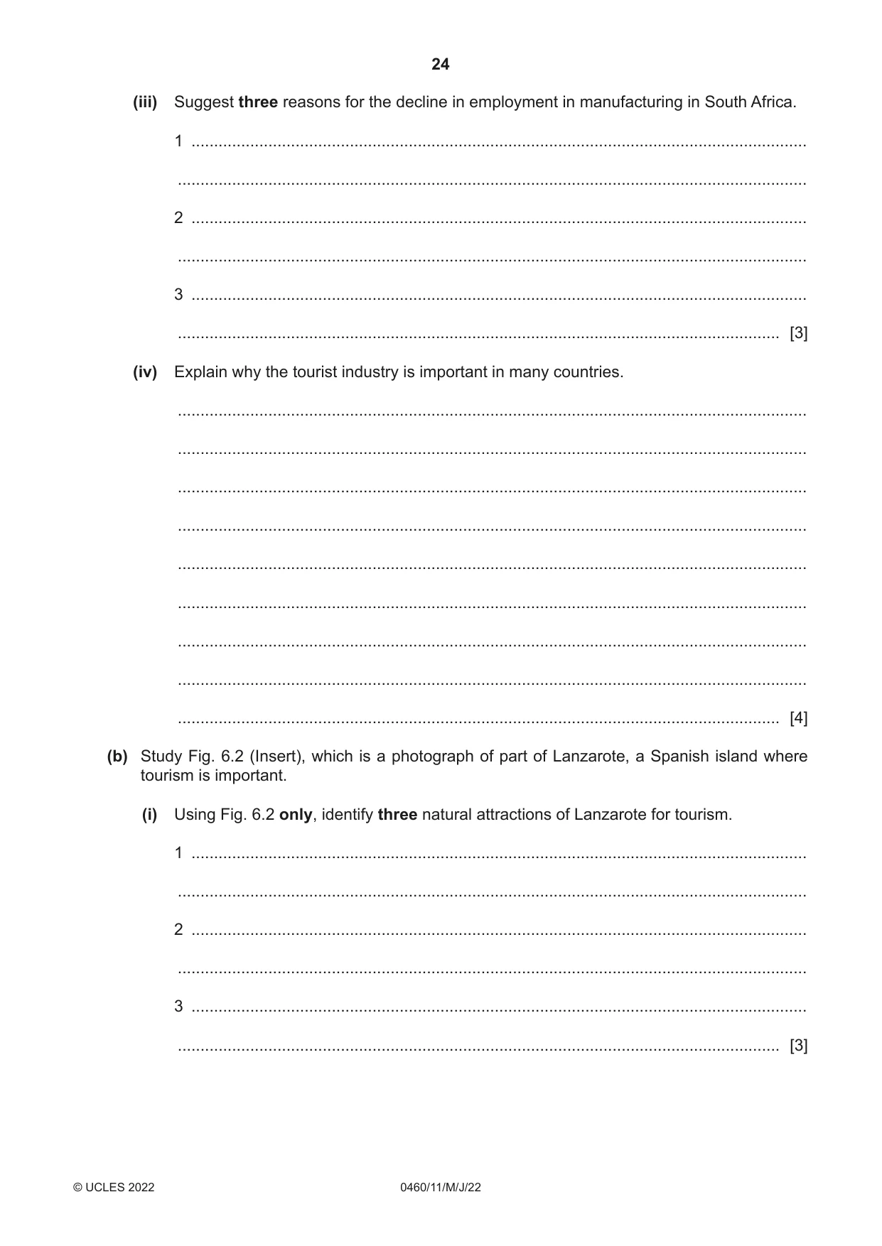 Cambridge IGCSE Geography 0460 2022 May/June Paper 1 · Variant 1 question paper, page 24 of 28