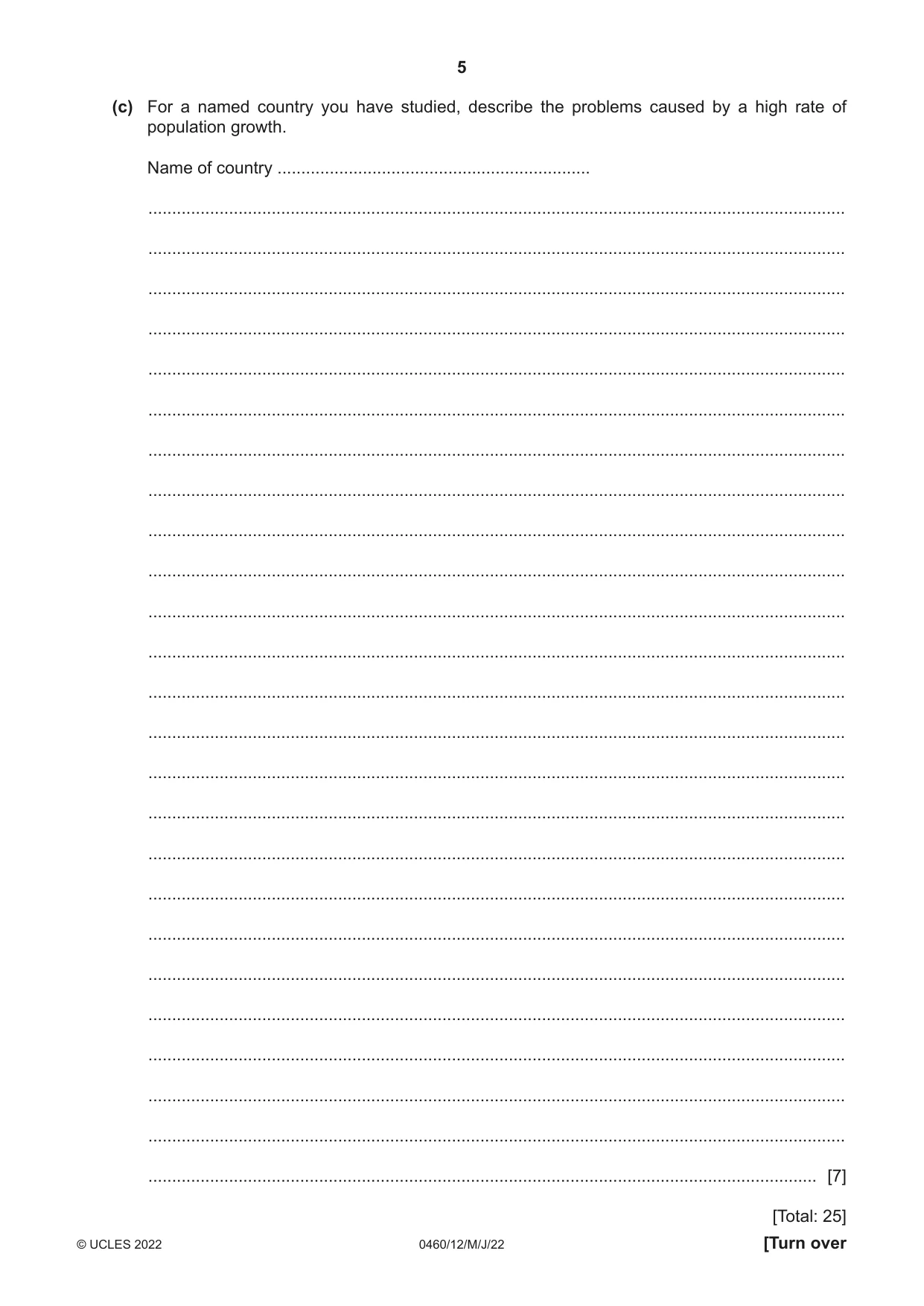 Cambridge IGCSE Geography 0460 2022 May/June Paper 1 · Variant 2 question paper, page 5 of 24