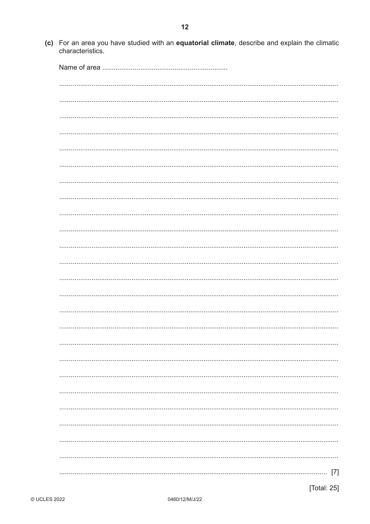 Cambridge IGCSE Geography 0460 2022 May/June Paper 1 · Variant 2 question paper, page 12 of 24