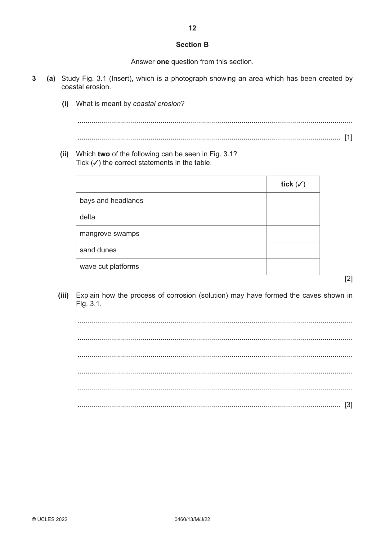 Cambridge IGCSE Geography 0460 2022 May/June Paper 1 · Variant 3 question paper, page 12 of 32