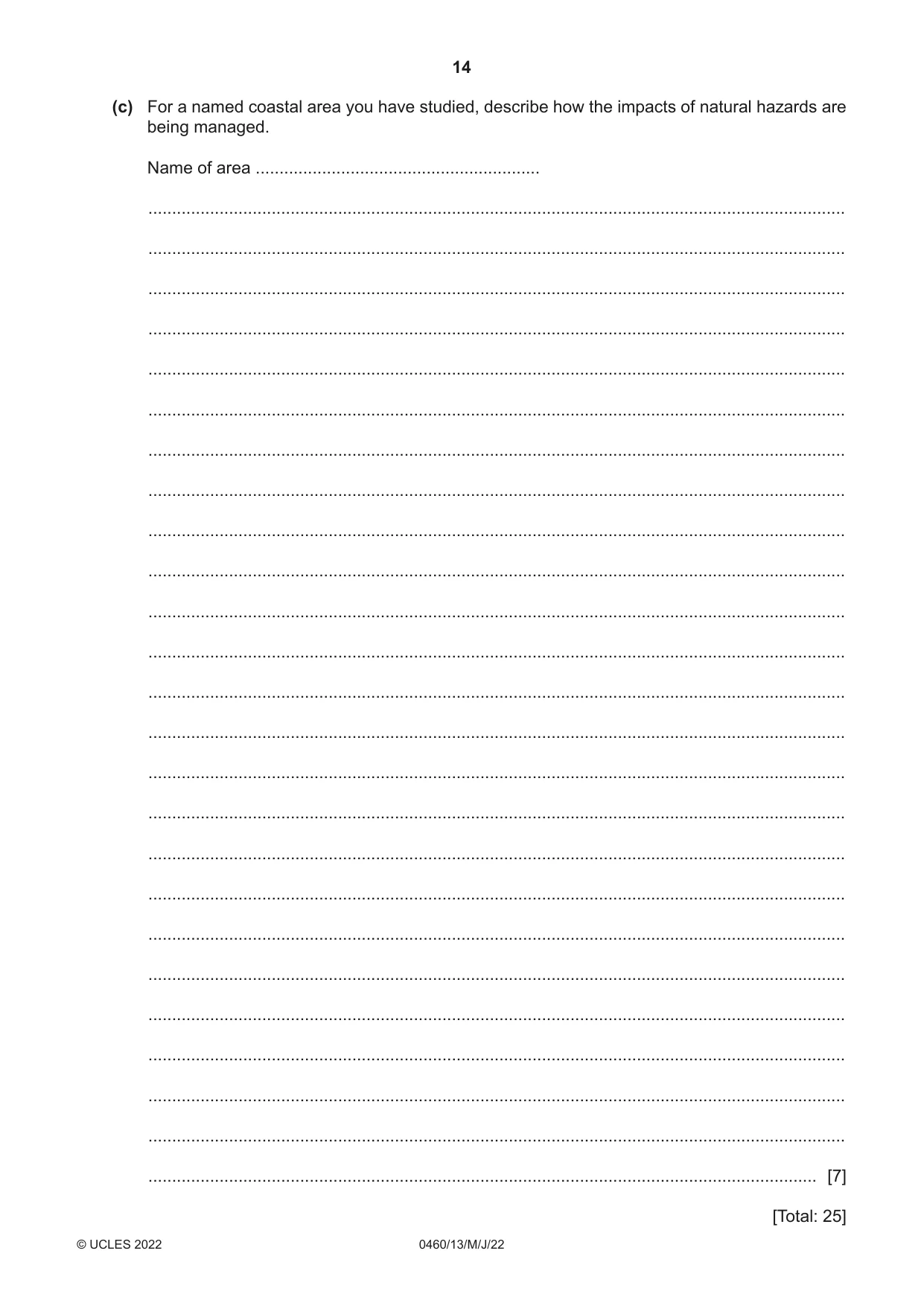 Cambridge IGCSE Geography 0460 2022 May/June Paper 1 · Variant 3 question paper, page 14 of 32