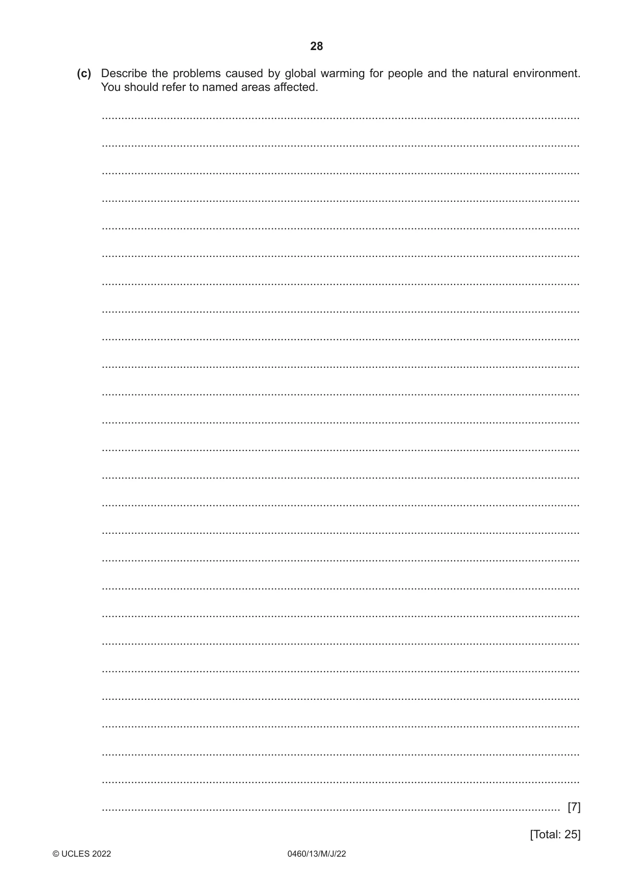 Cambridge IGCSE Geography 0460 2022 May/June Paper 1 · Variant 3 question paper, page 28 of 32
