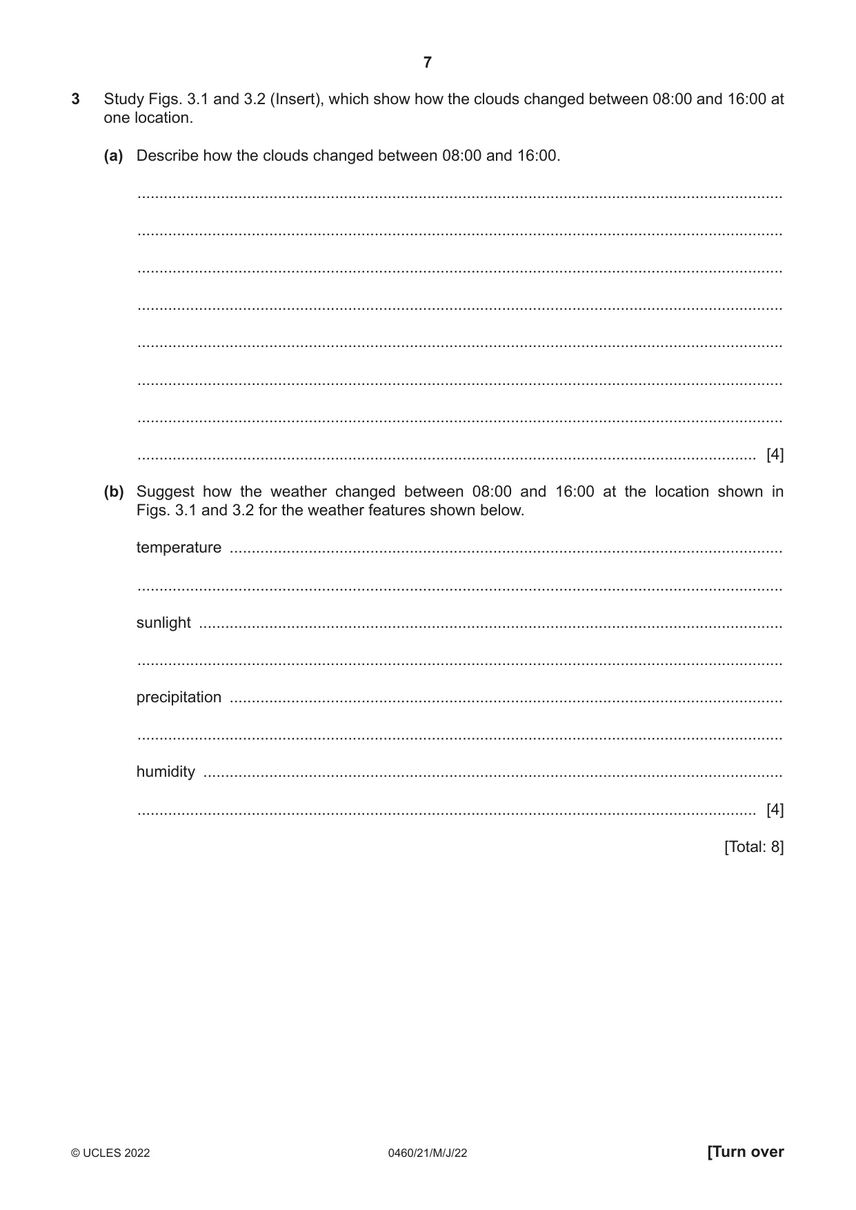 Cambridge IGCSE Geography 0460 2022 May/June Paper 2 · Variant 1 question paper, page 7 of 16