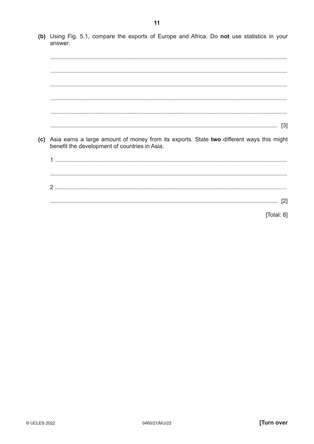 Cambridge IGCSE Geography 0460 2022 May/June Paper 2 · Variant 1 question paper, page 11 of 16