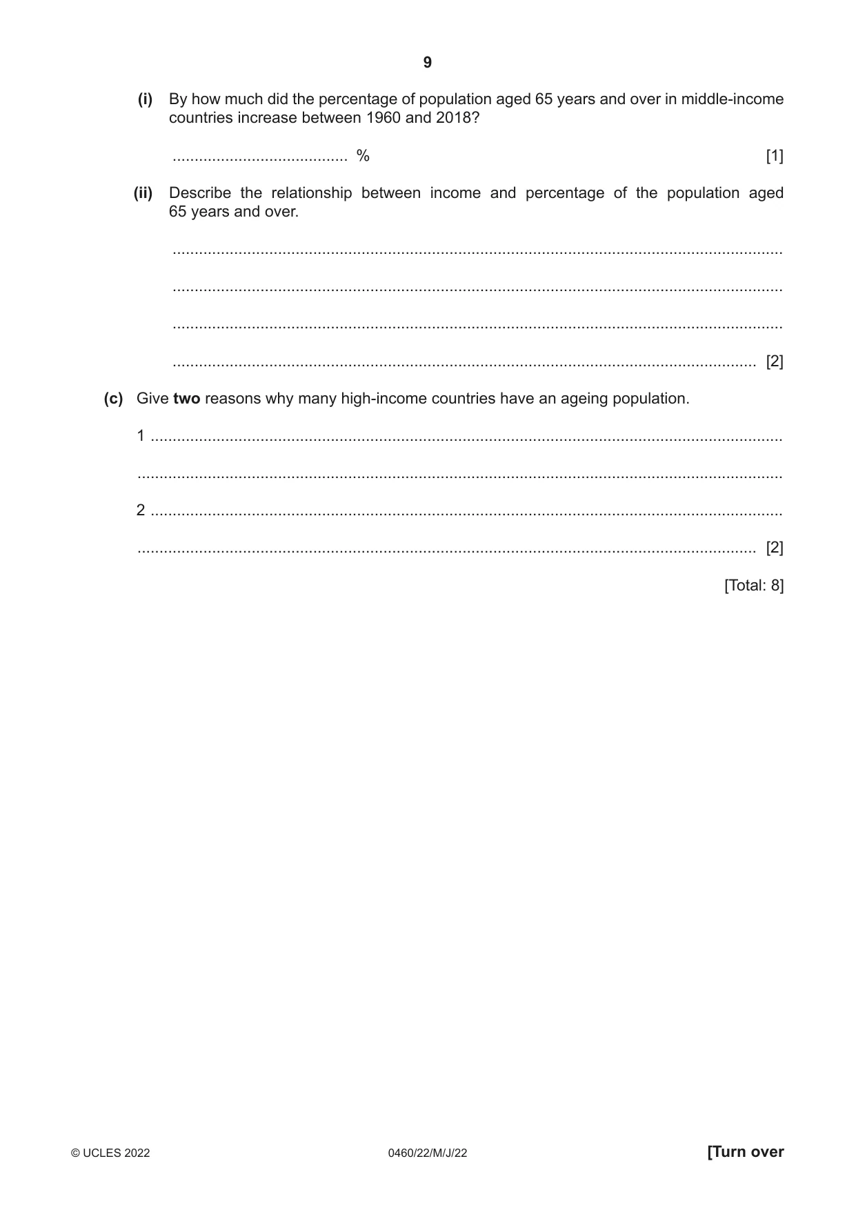 Cambridge IGCSE Geography 0460 2022 May/June Paper 2 · Variant 2 question paper, page 9 of 20