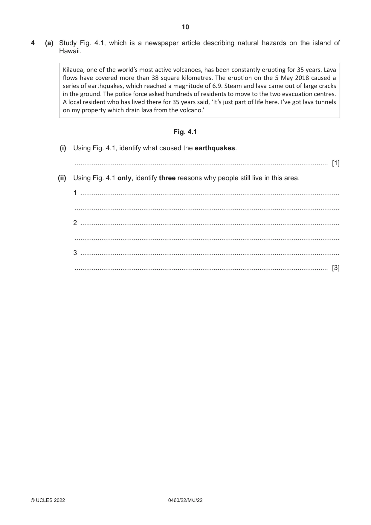 Cambridge IGCSE Geography 0460 2022 May/June Paper 2 · Variant 2 question paper, page 10 of 20