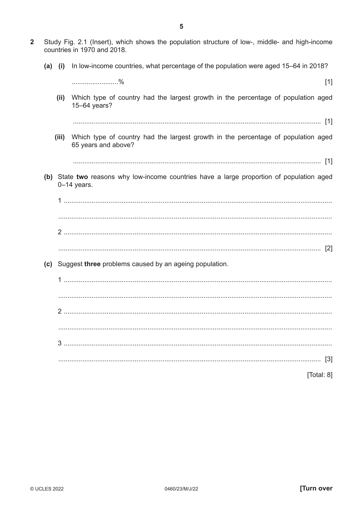 Cambridge IGCSE Geography 0460 2022 May/June Paper 2 · Variant 3 question paper, page 5 of 16
