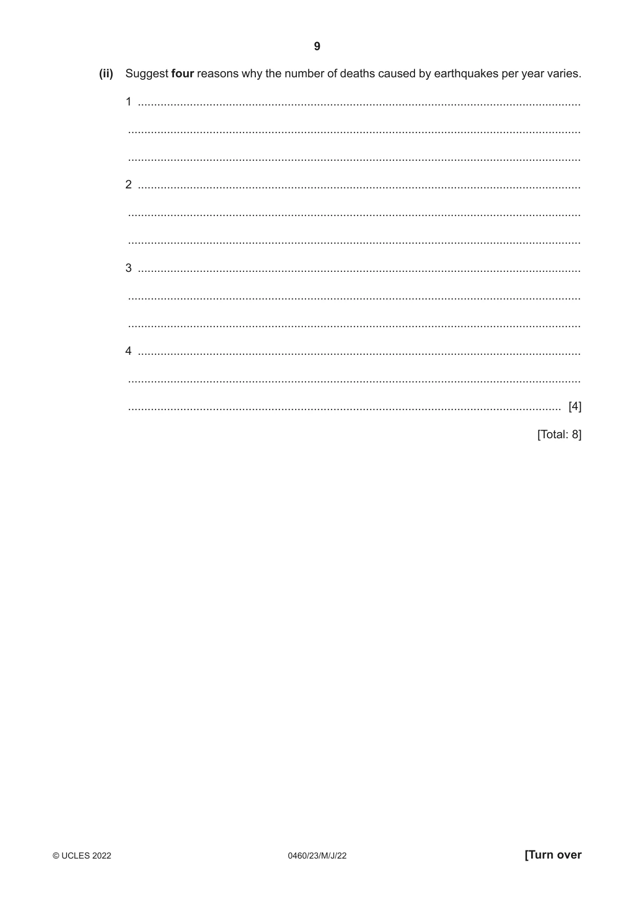 Cambridge IGCSE Geography 0460 2022 May/June Paper 2 · Variant 3 question paper, page 9 of 16