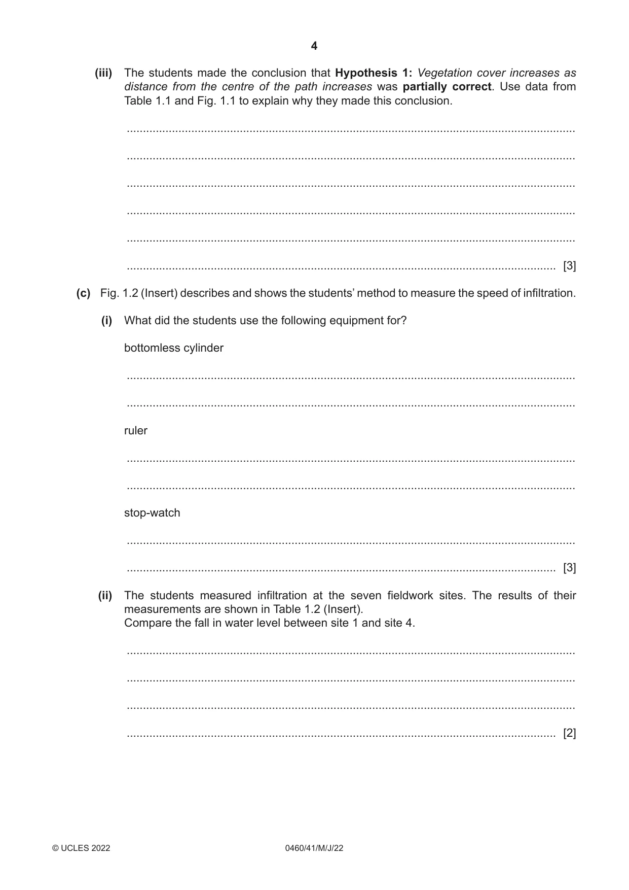Cambridge IGCSE Geography 0460 2022 May/June Paper 4 · Variant 1 question paper, page 4 of 16