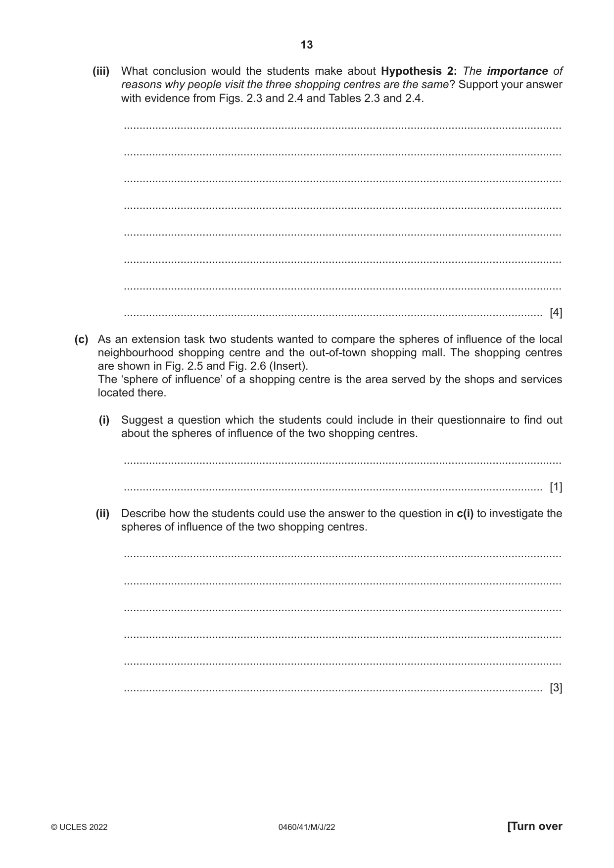 Cambridge IGCSE Geography 0460 2022 May/June Paper 4 · Variant 1 question paper, page 13 of 16