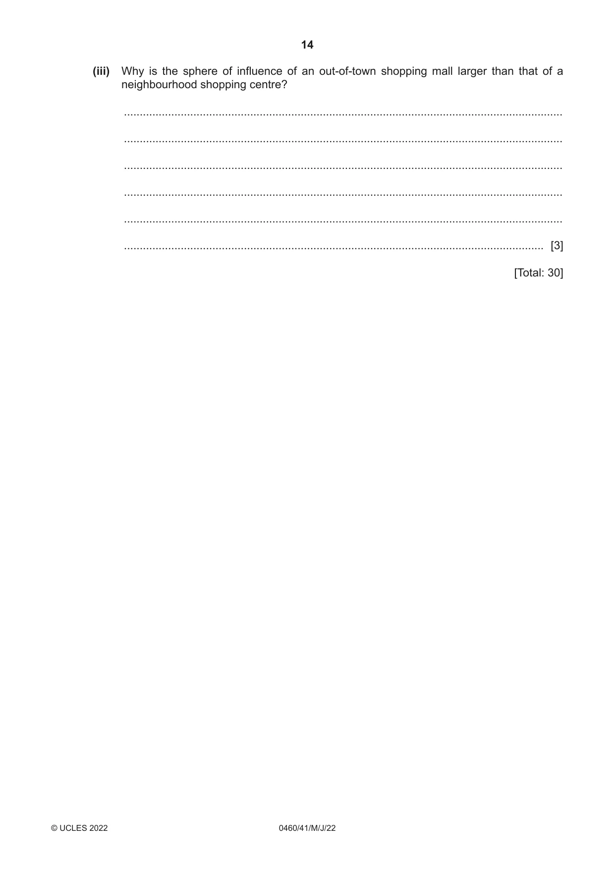 Cambridge IGCSE Geography 0460 2022 May/June Paper 4 · Variant 1 question paper, page 14 of 16