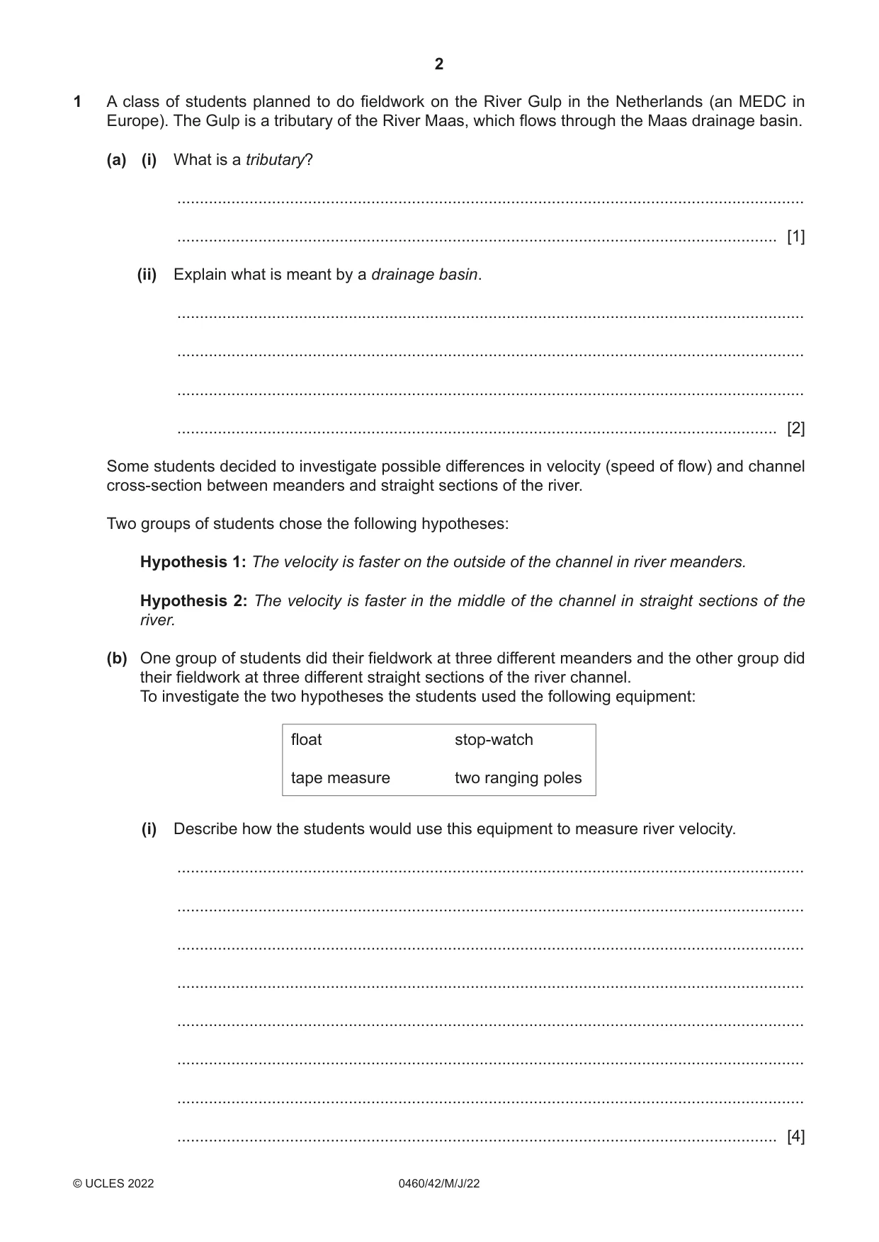 Cambridge IGCSE Geography 0460 2022 May/June Paper 4 · Variant 2 question paper, page 2 of 20