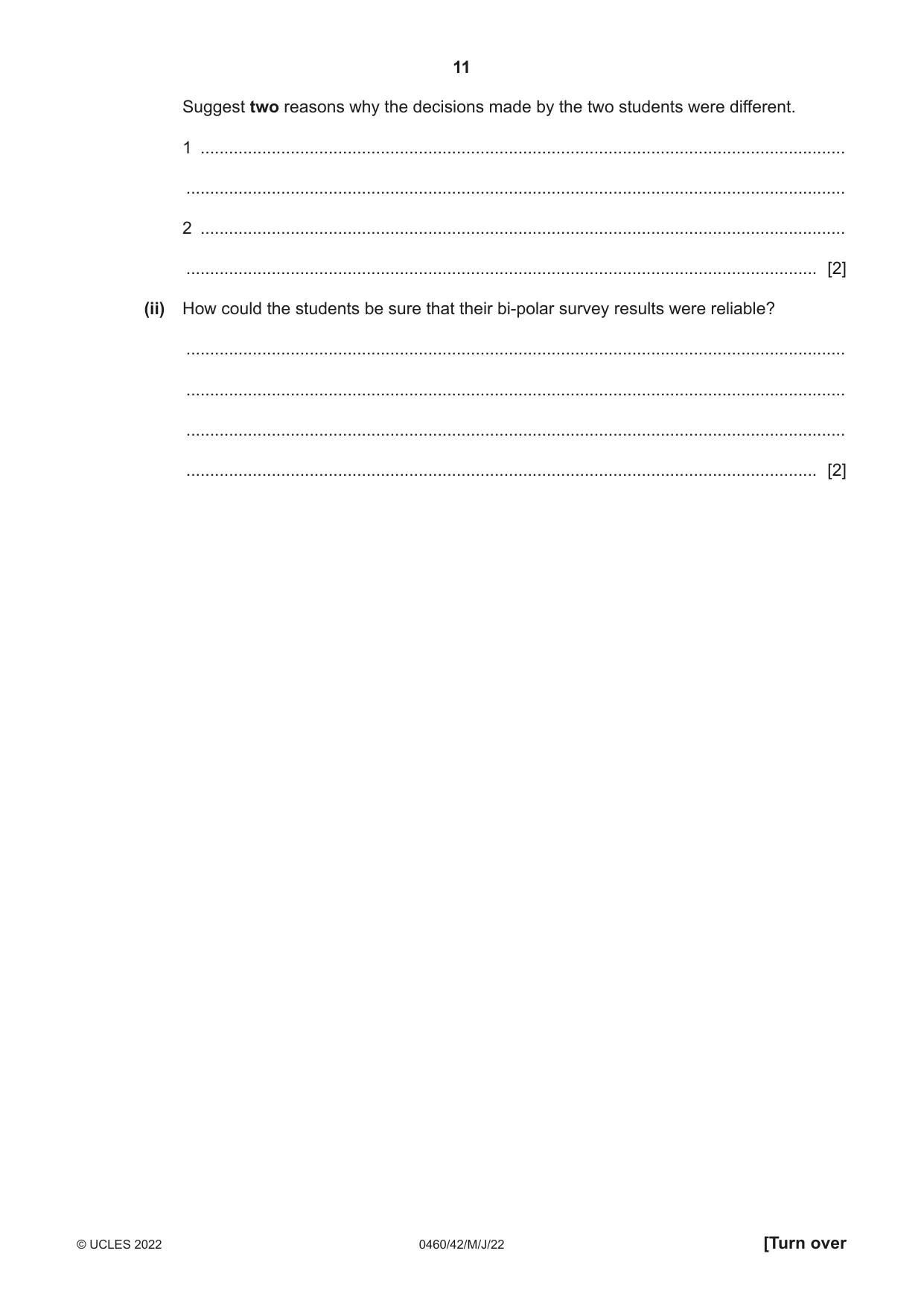 Cambridge IGCSE Geography 0460 2022 May/June Paper 4 · Variant 2 question paper, page 11 of 20